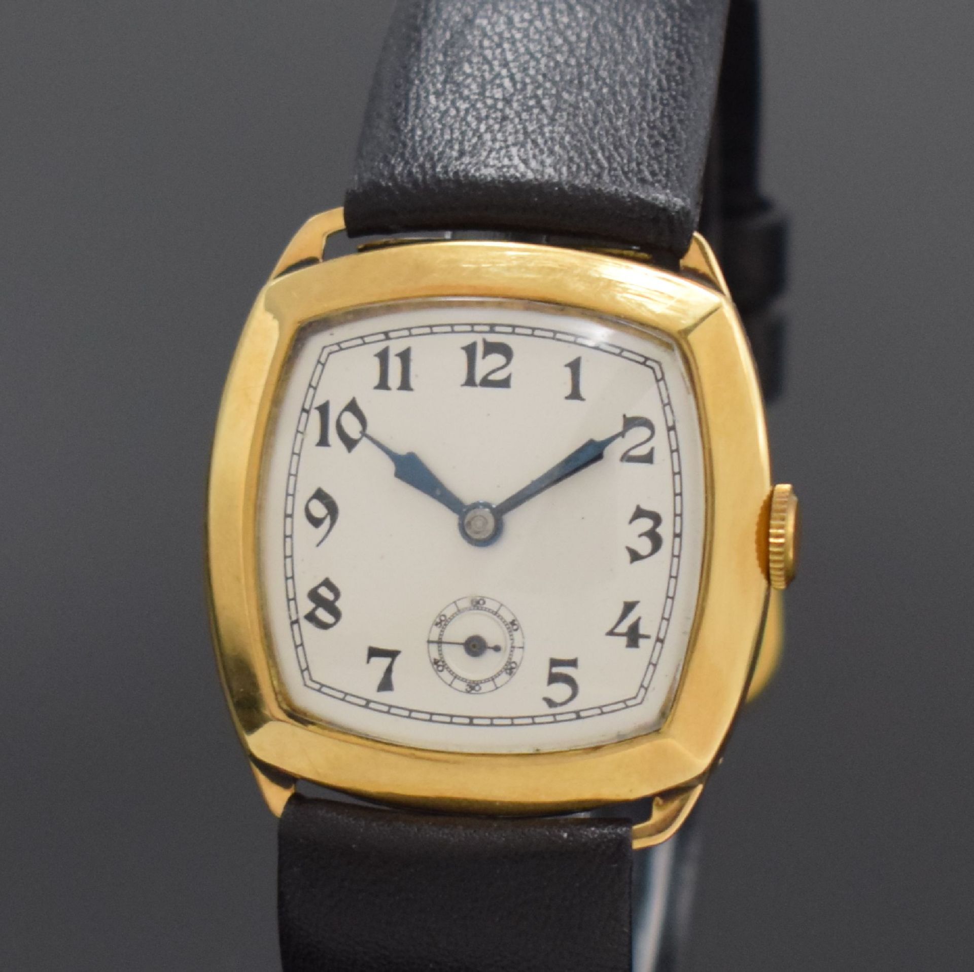 Frühe Armbanduhr in 18k Gold,  Schweiz / England um 1925, - Bild 2 aus 6