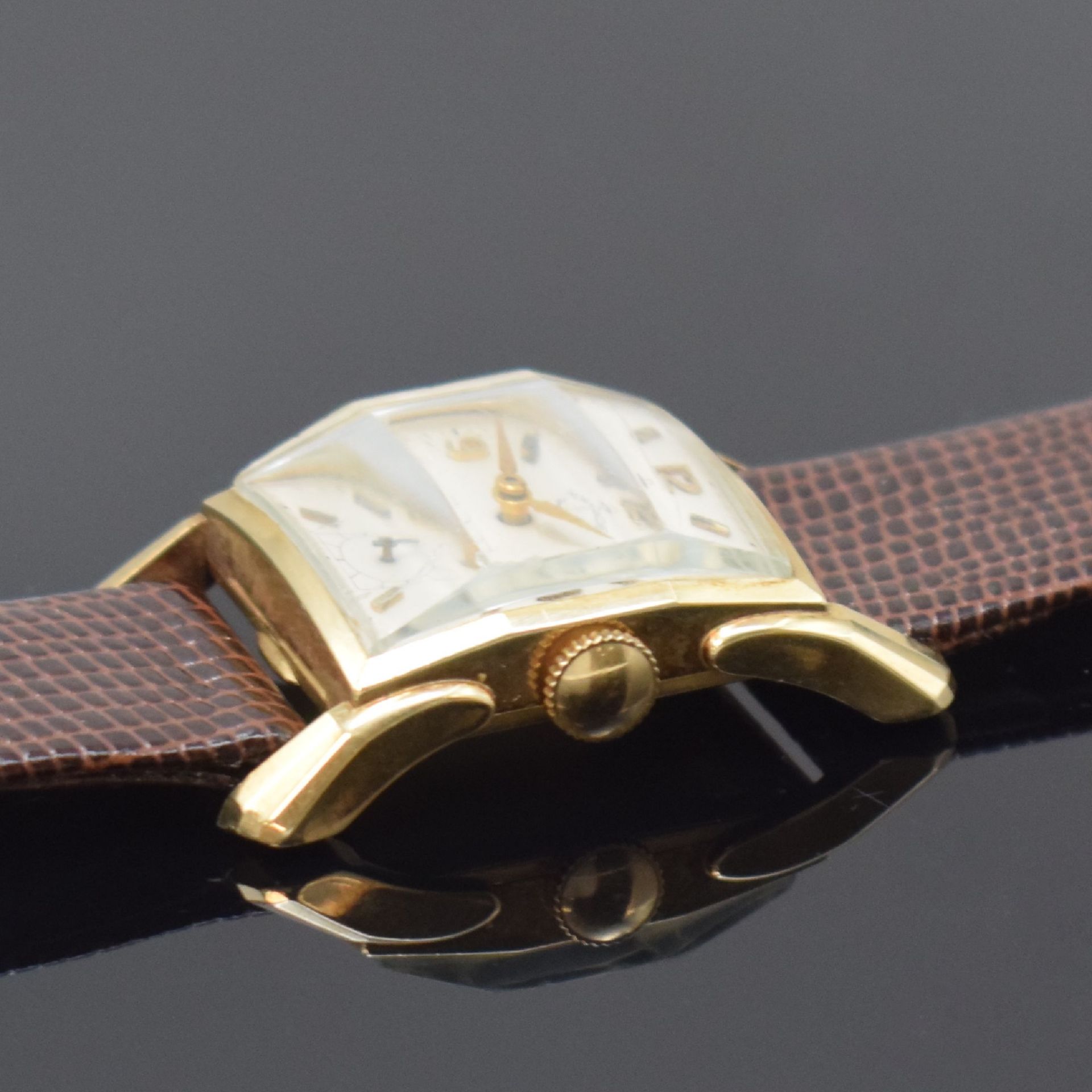 NORMANDIE rechteckige Armbanduhr in 14k Gelbgold,  Schweiz - Bild 3 aus 6