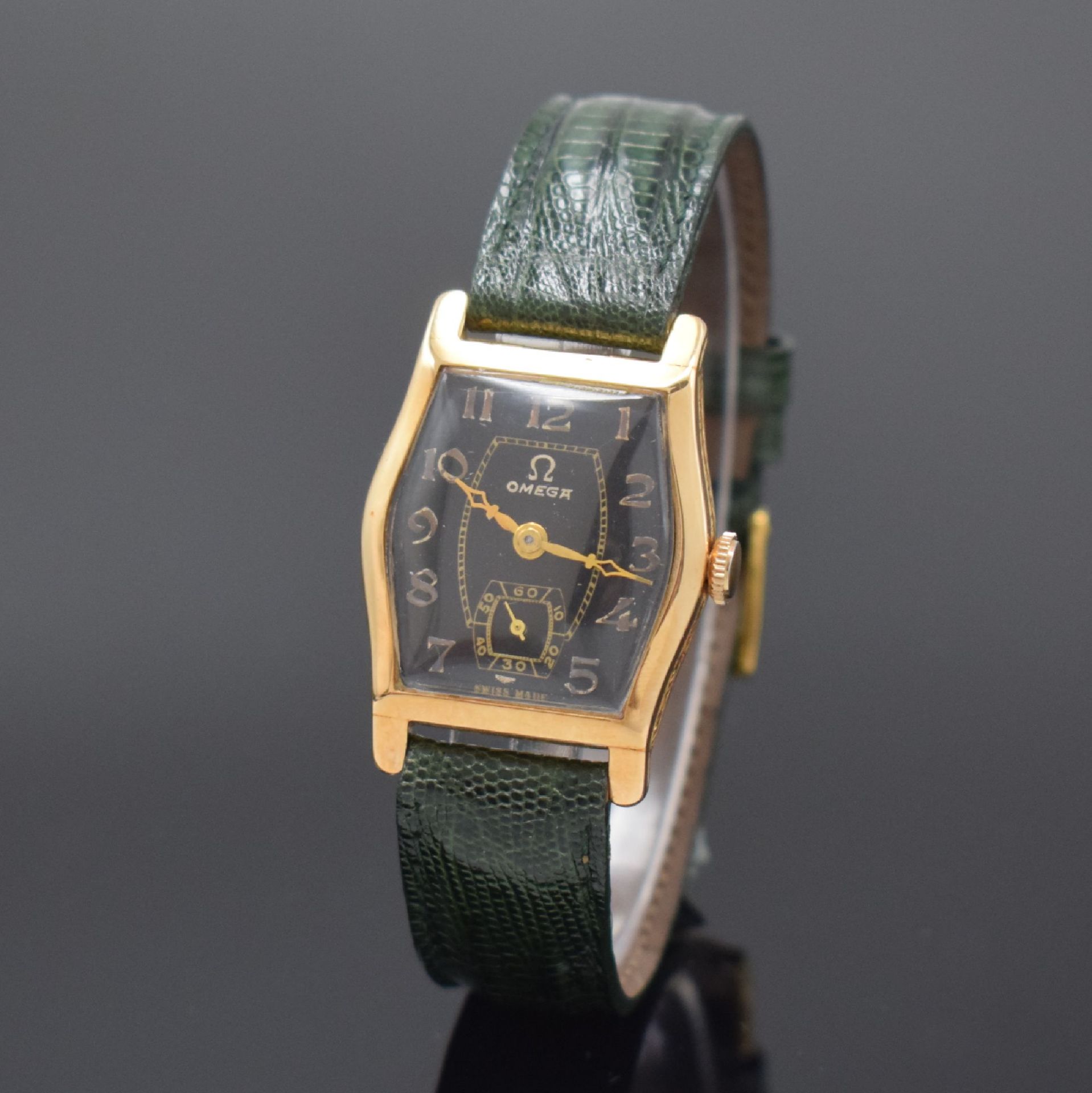 OMEGA frühe Armbanduhr in GG 585/000,  Schweiz um 1925,