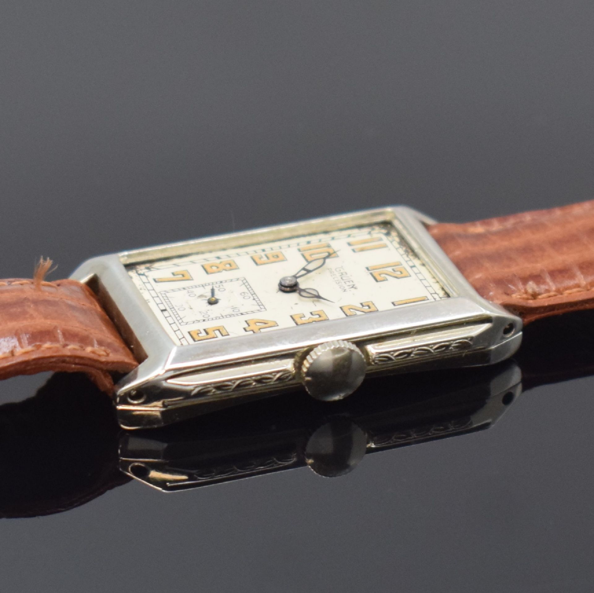 GRUEN Precision rechteckige Armbanduhr in WG 585/000, - Bild 3 aus 7