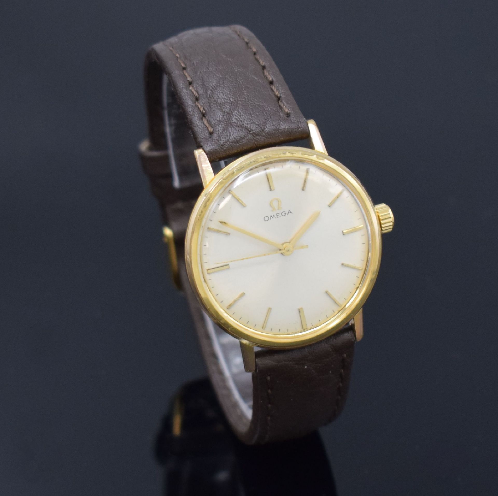 OMEGA vergoldete Armbanduhr,  Schweiz um 1965, Handaufzug, - Bild 3 aus 6