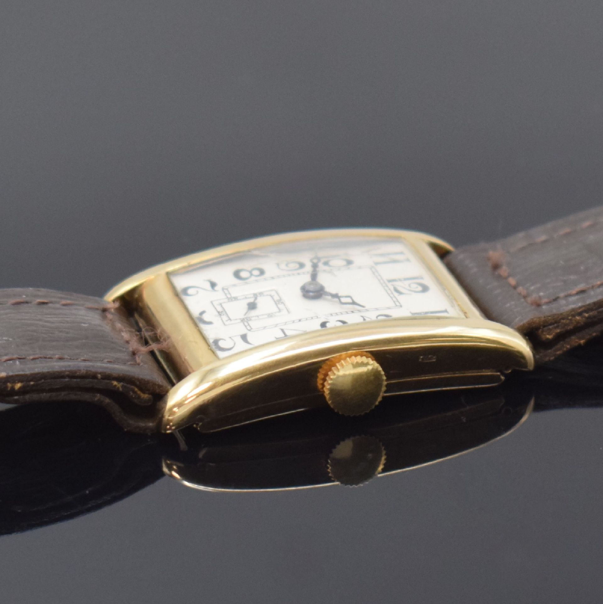 LONGINES rechteckige Armbanduhr in 9k Gold, Schweiz / - Image 3 of 6