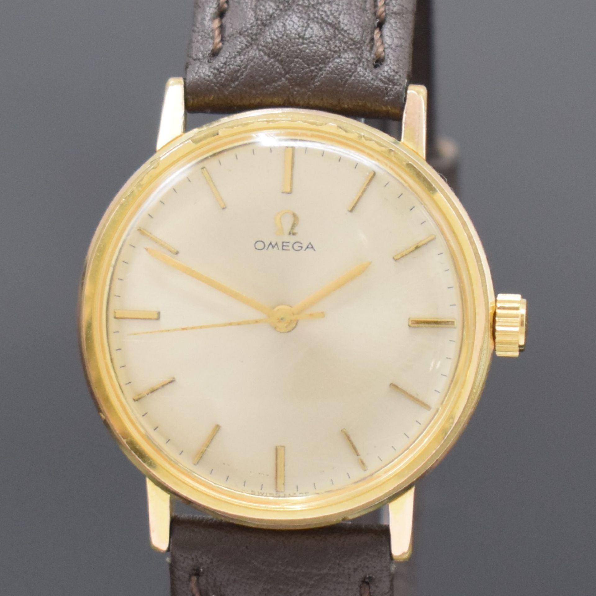 OMEGA vergoldete Armbanduhr,  Schweiz um 1965, Handaufzug, - Bild 2 aus 6