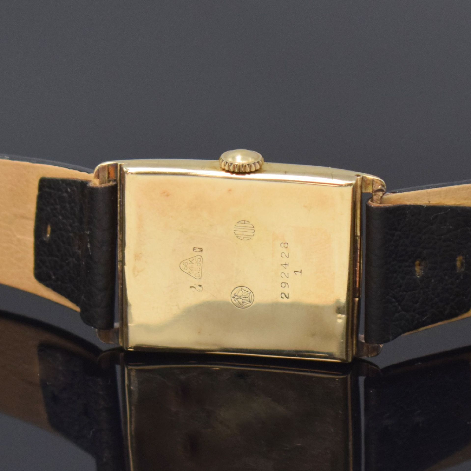 BULOVA frühe rechteckige Armbanduhr in GG 585/000, - Bild 4 aus 5
