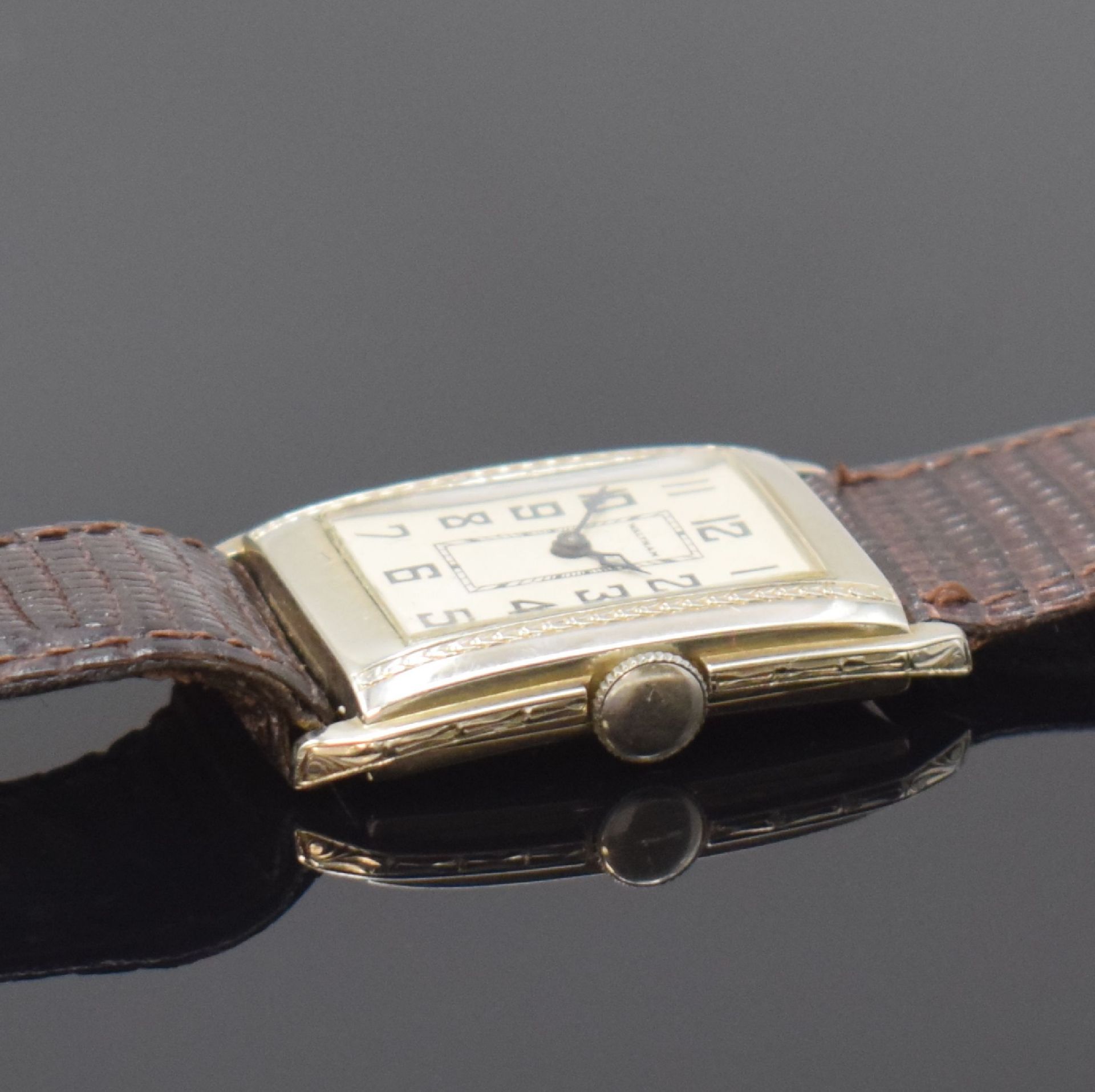 WALTHAM rechteckige Armbanduhr in WG 585/000,  USA um - Bild 3 aus 6