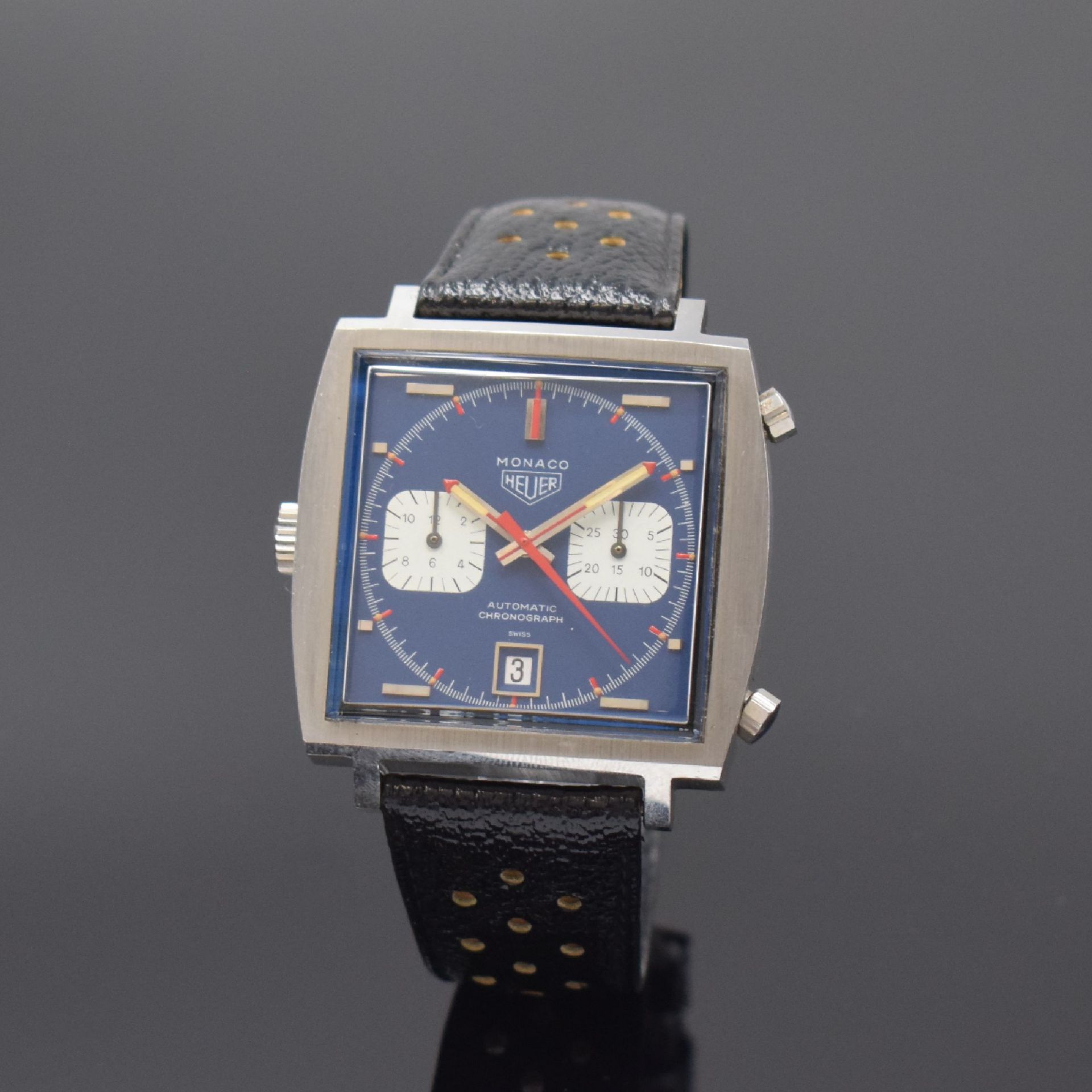 HEUER Monaco 'Steve McQueen' Herrenarmbanduhr mit