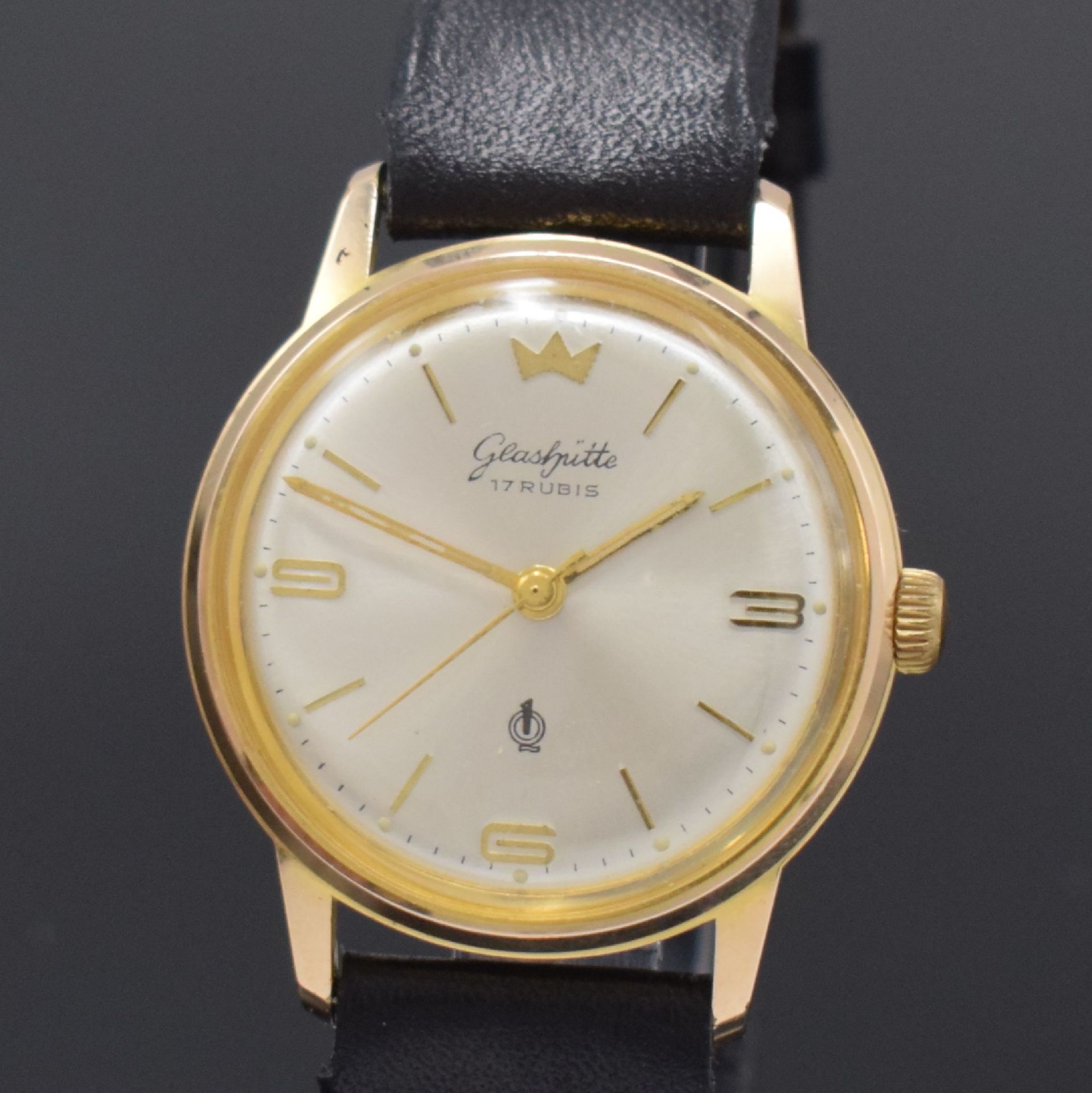 GLASHÜTTE / GUB Q1 'Güteuhr' vergoldete Armbanduhr, DDR - Image 2 of 5