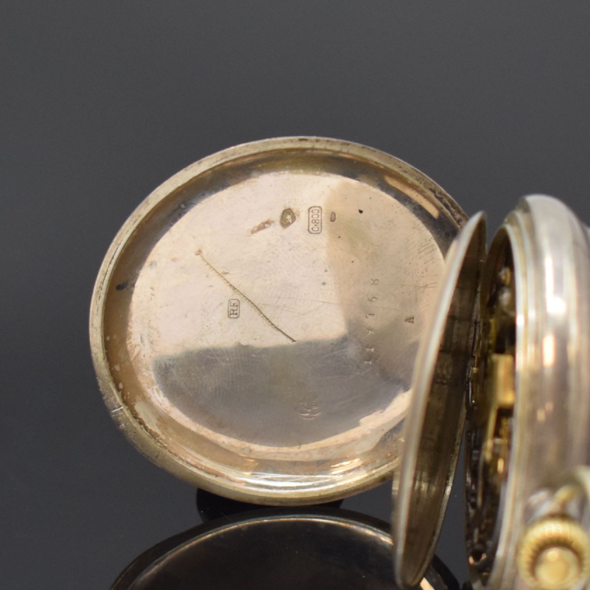 Offene Taschenuhr in 800er Silber mit - Bild 3 aus 6