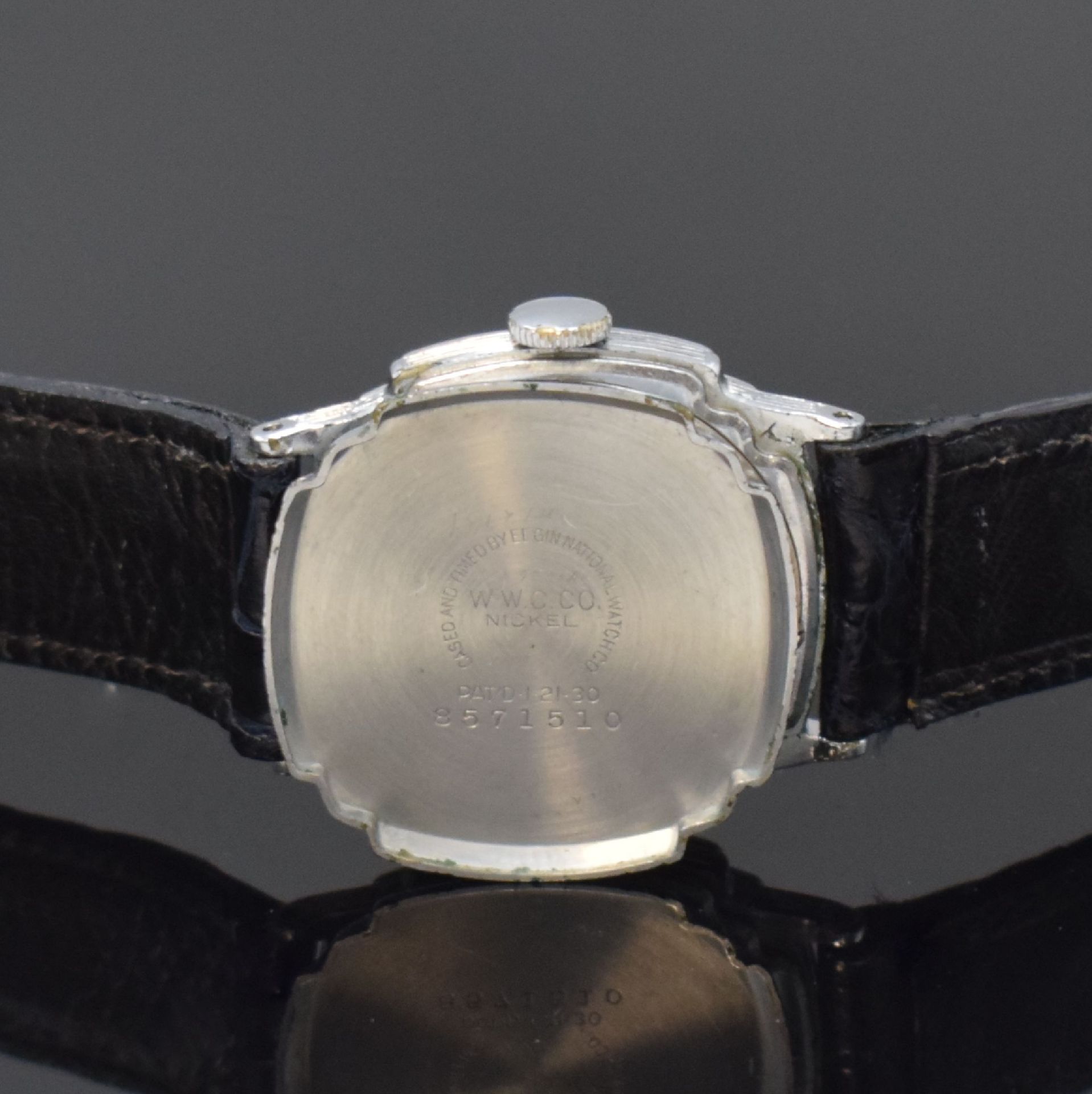 ELGIN Armbanduhr mit schwarz emaillierter Stunden-Lünette - Bild 6 aus 6