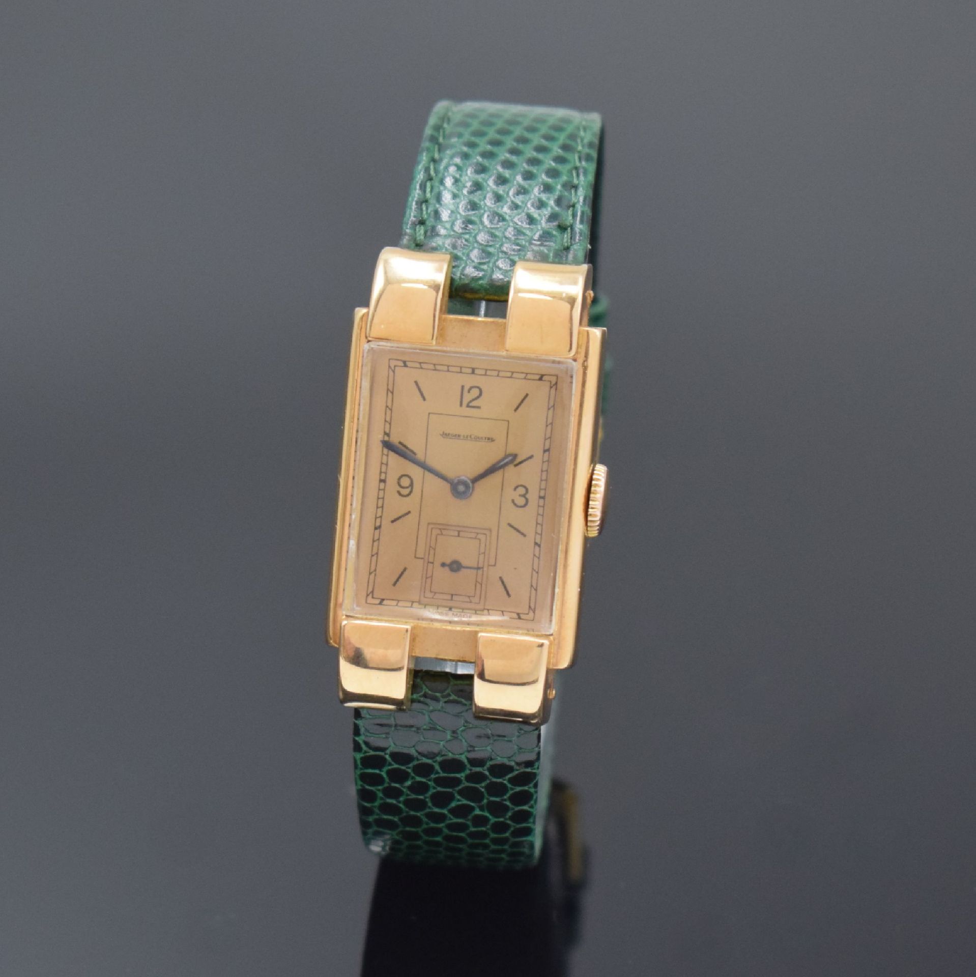 Jaeger-LeCoultre rechteckige Armbanduhr in Rotgold