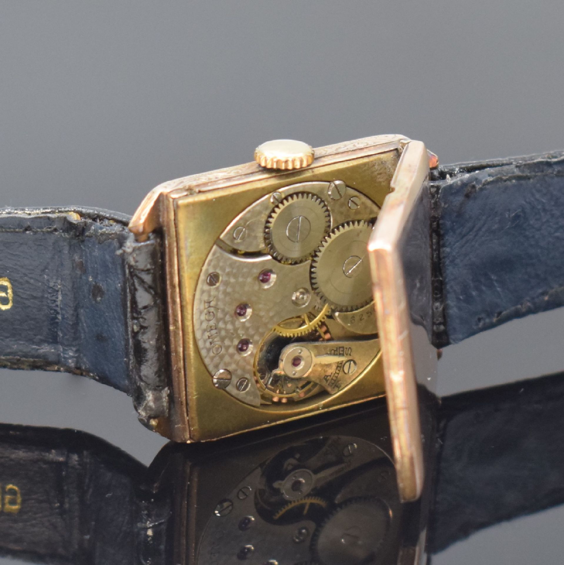 OMEGA quadratische Armbanduhr in RG 375/000, Schweiz f. - Image 7 of 7