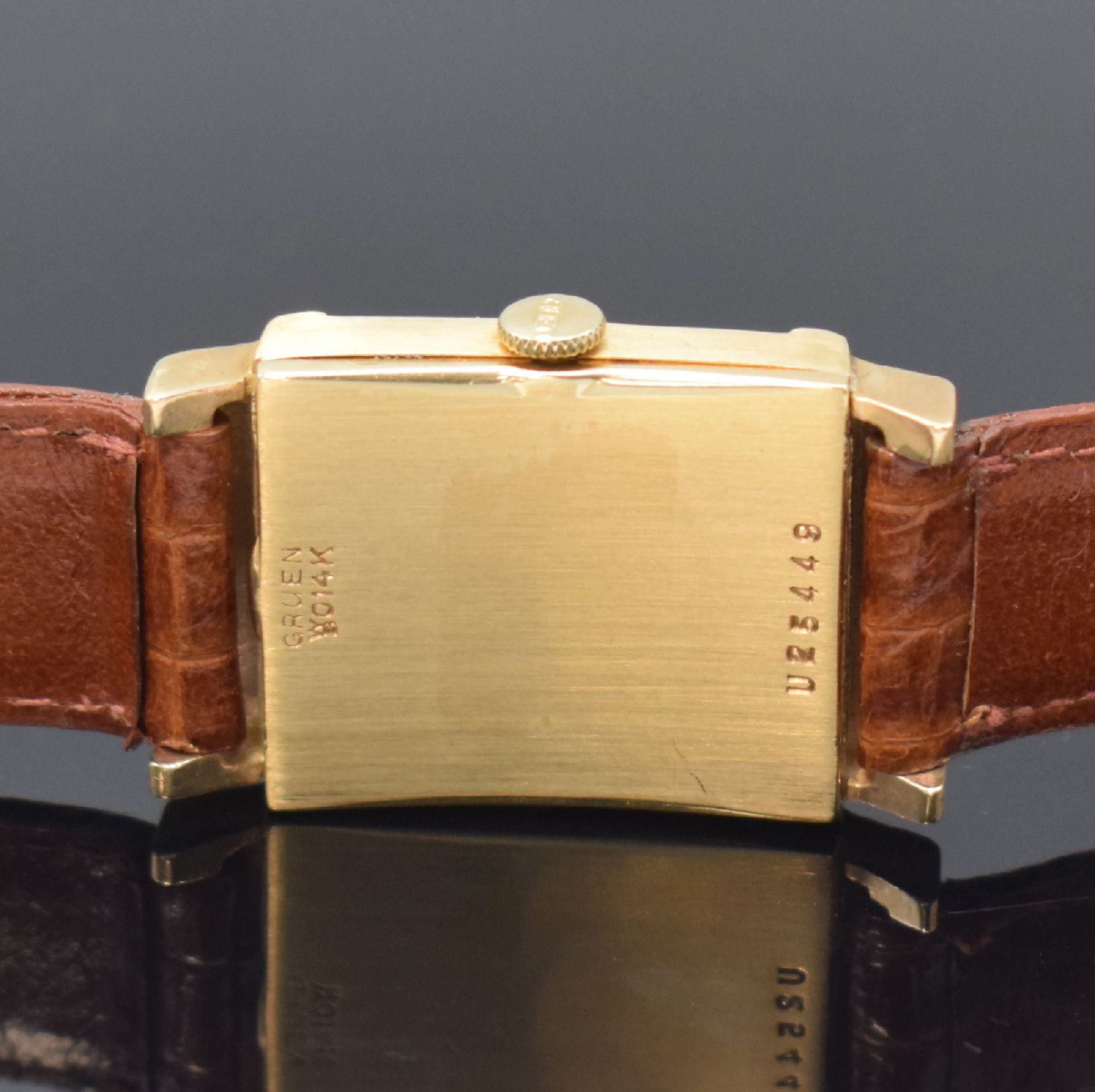 GRUEN Curvex rechteckige Armbanduhr Ref. 440- 584 in GG - Bild 4 aus 6