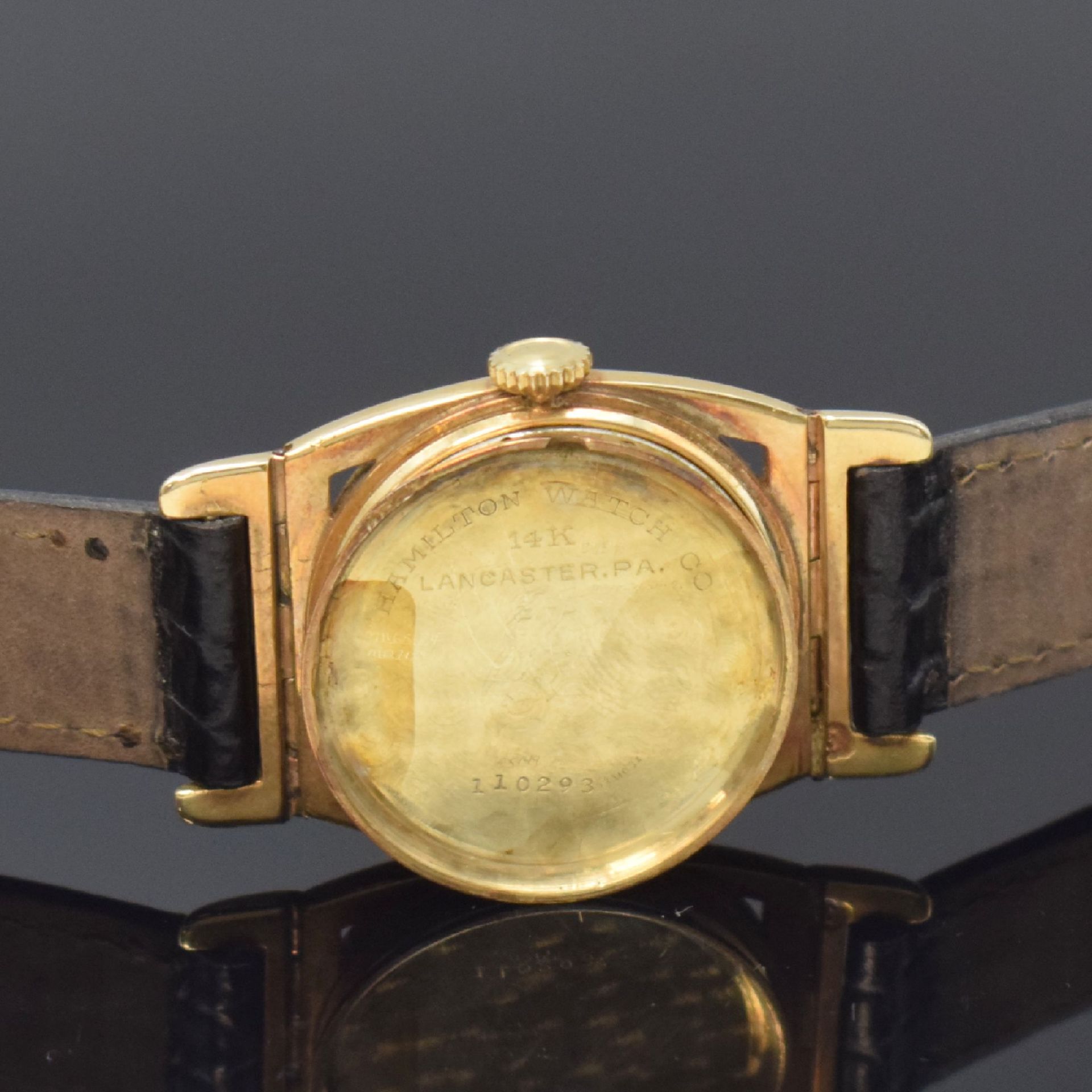 HAMILTON Piping Rock seltene Art-Deco Armbanduhr in GG - Image 6 of 6