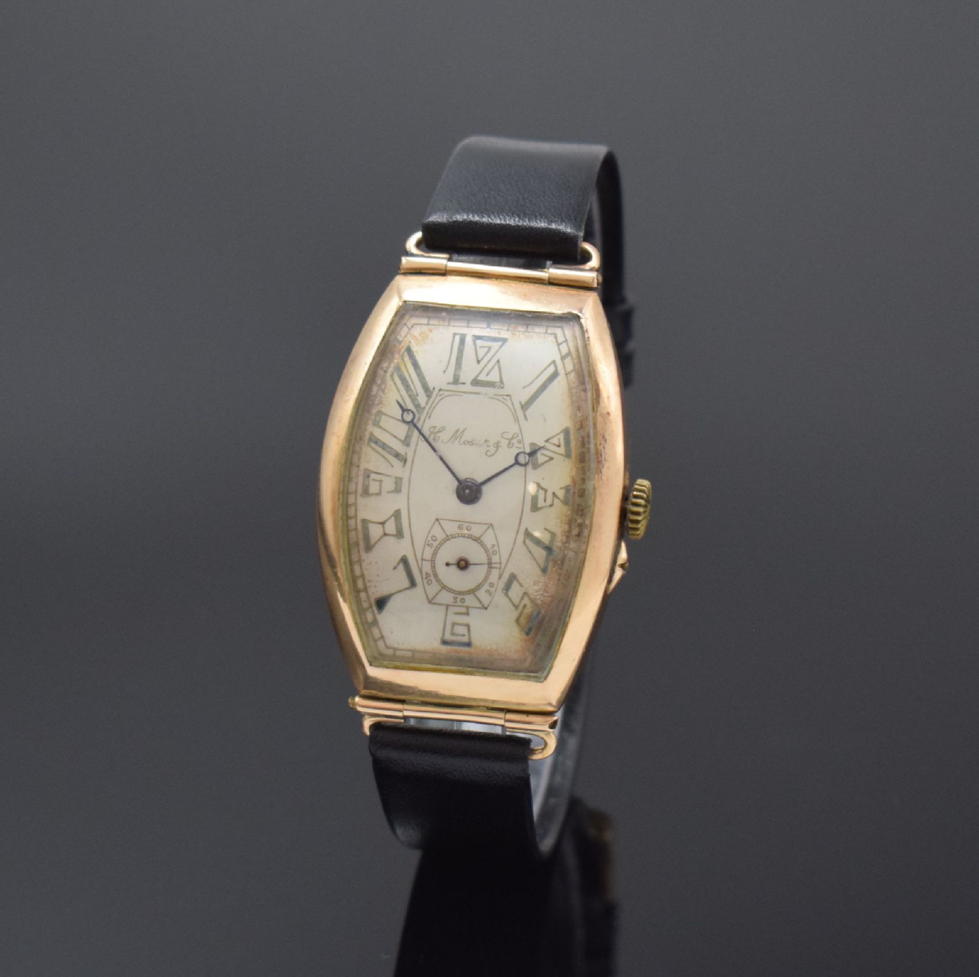 HENRY MOSER große frühe Armbanduhr in RG 585/000,  Schweiz