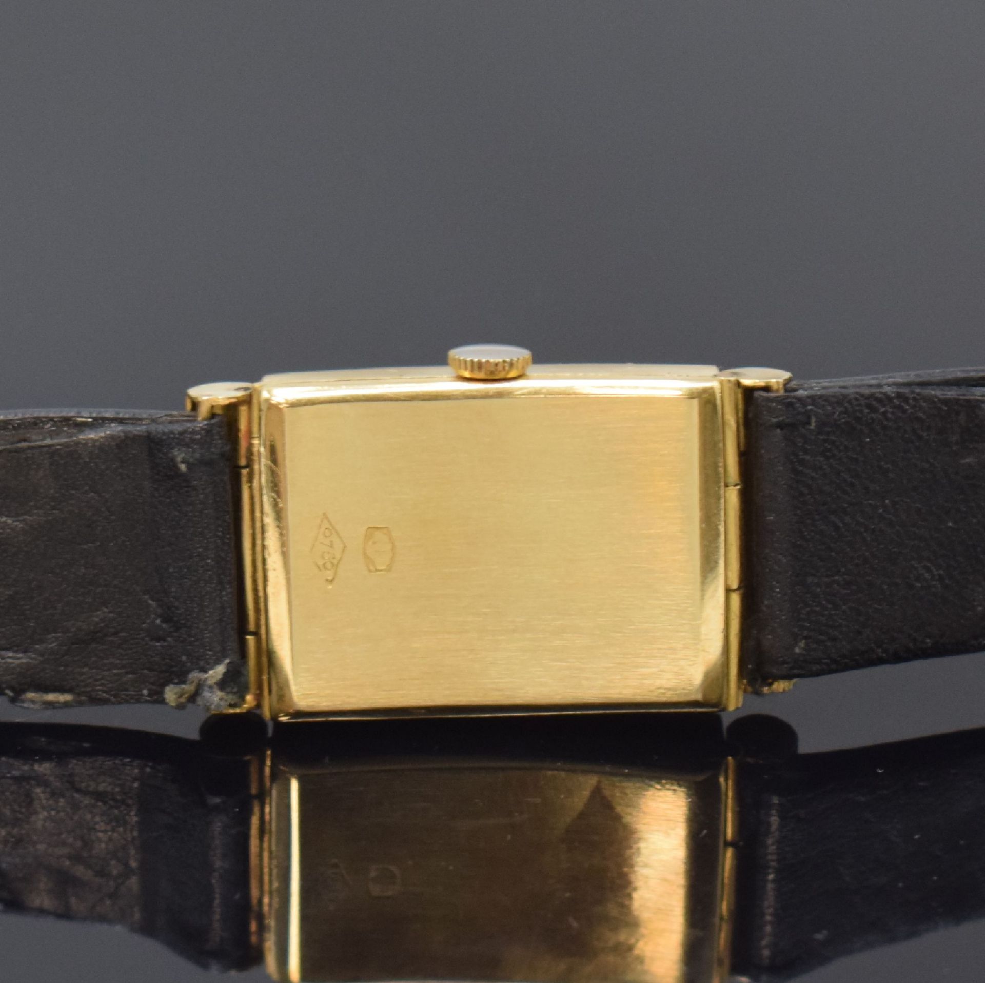 TECHNOR rechteckige Armbanduhr in GG 750/000,  Schweiz um - Bild 4 aus 5