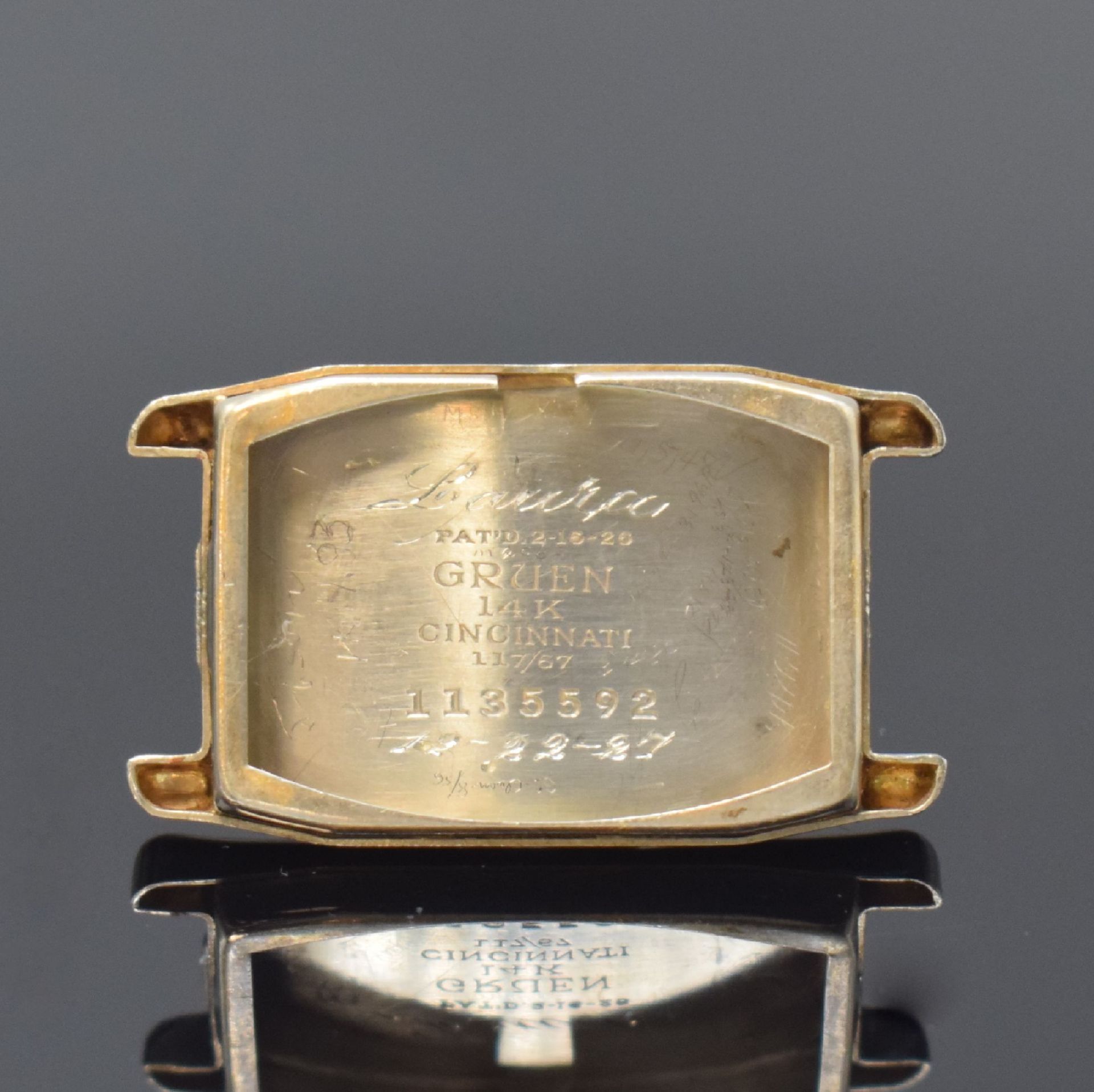 GRUEN Precision rechteckige Armbanduhr in WG 14k,  Schweiz - Bild 6 aus 7