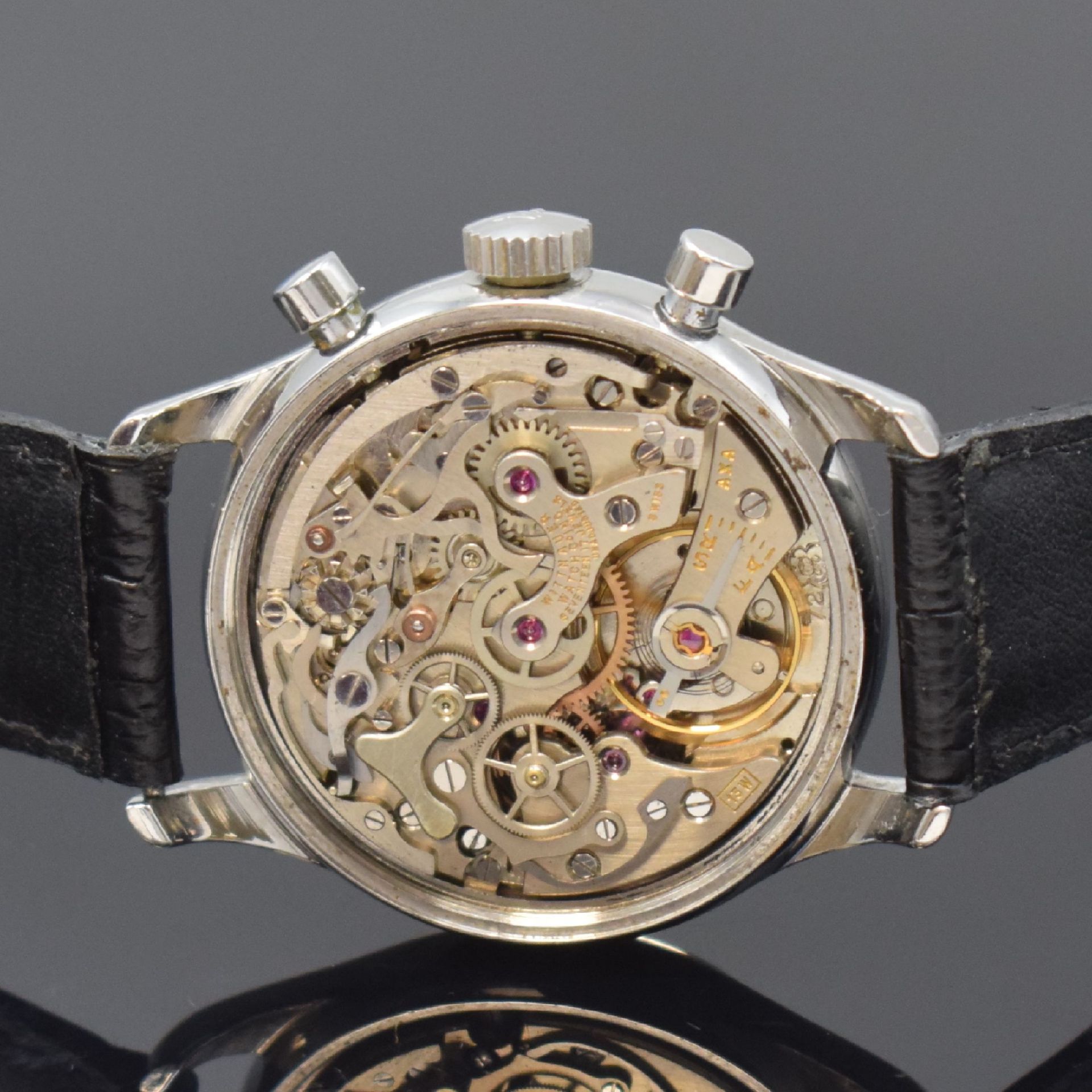 WITTNAUER Schaltradchronograph in Stahl,  Schweiz um 1960, - Bild 4 aus 5