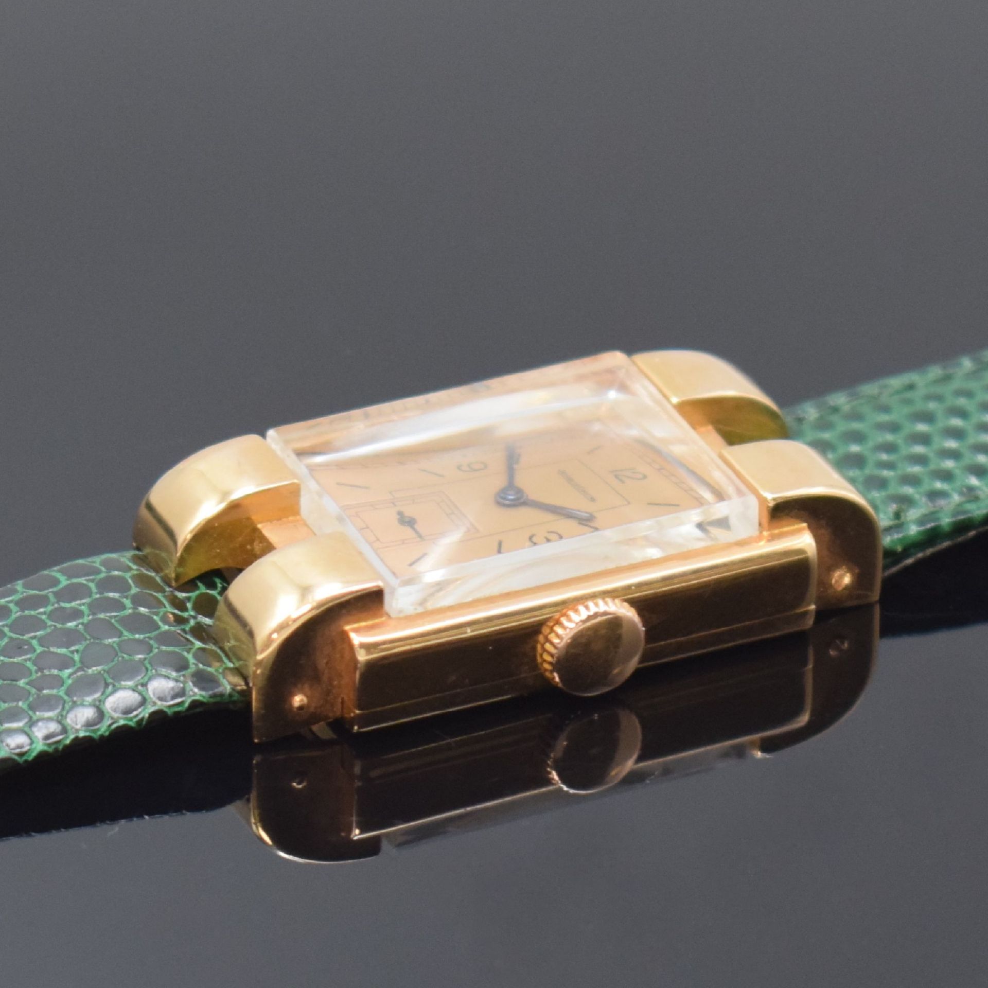Jaeger-LeCoultre rechteckige Armbanduhr in Rotgold - Bild 3 aus 5
