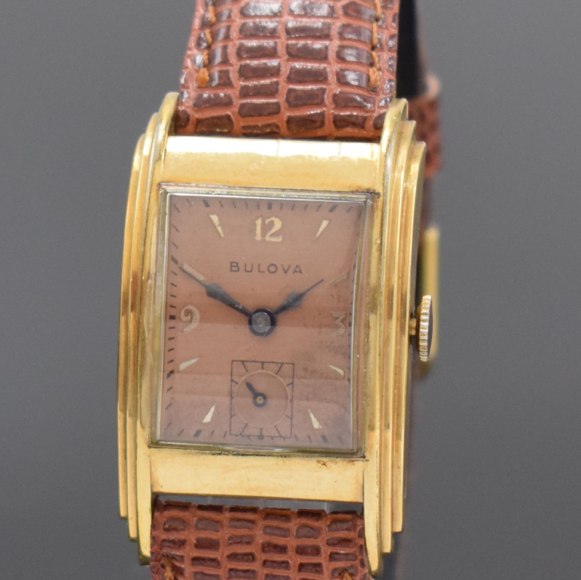 BULOVA seltene Pult-förmige Armbanduhr in 10k rolled Gold, - Image 2 of 6