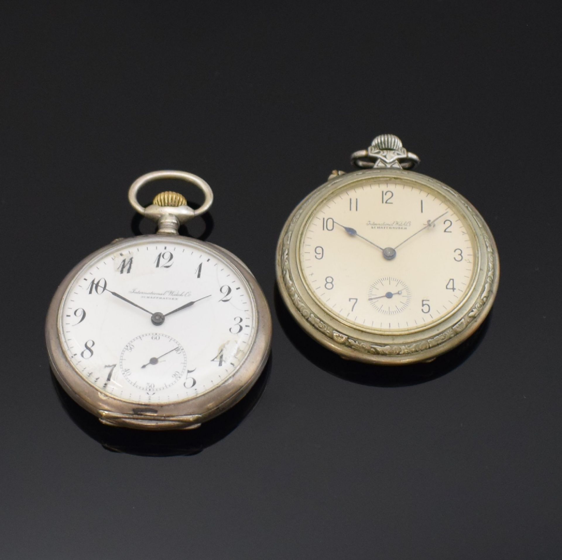 IWC offene Taschenuhr und ein IWC Werk in neutr. Gehäuse,