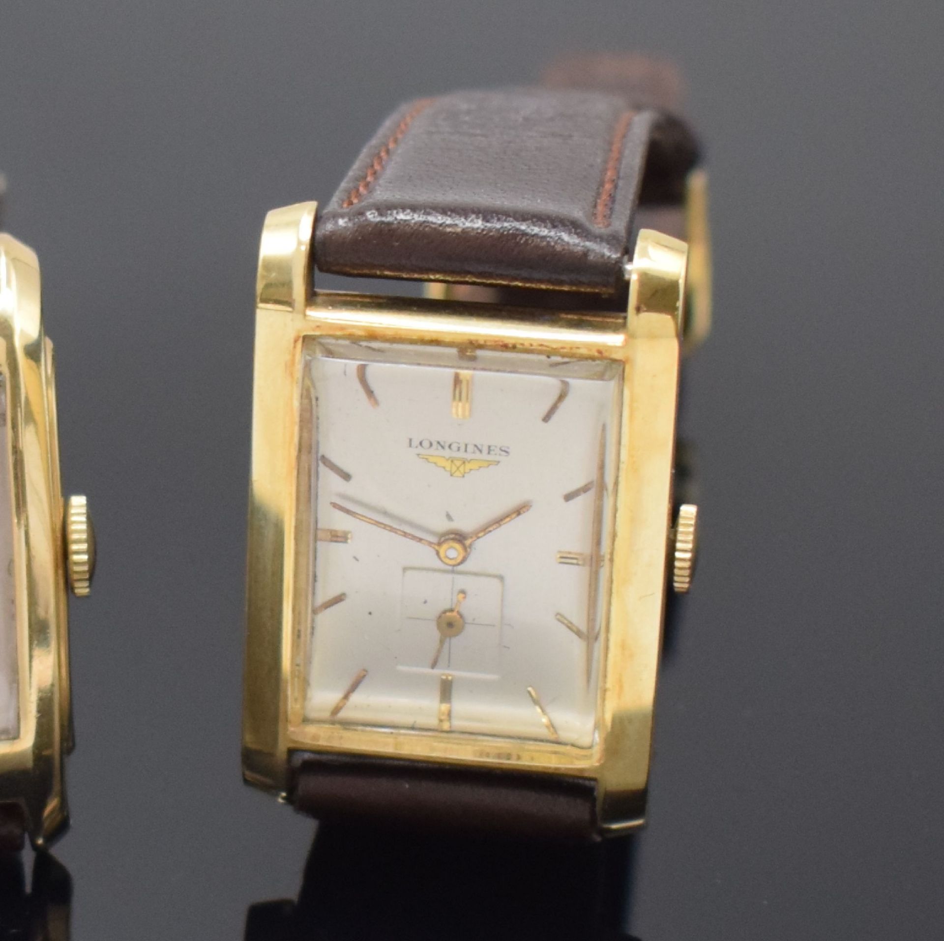 LONGINES / GRUEN 2 rechteckige goldfilled Armbanduhren, - Image 2 of 9