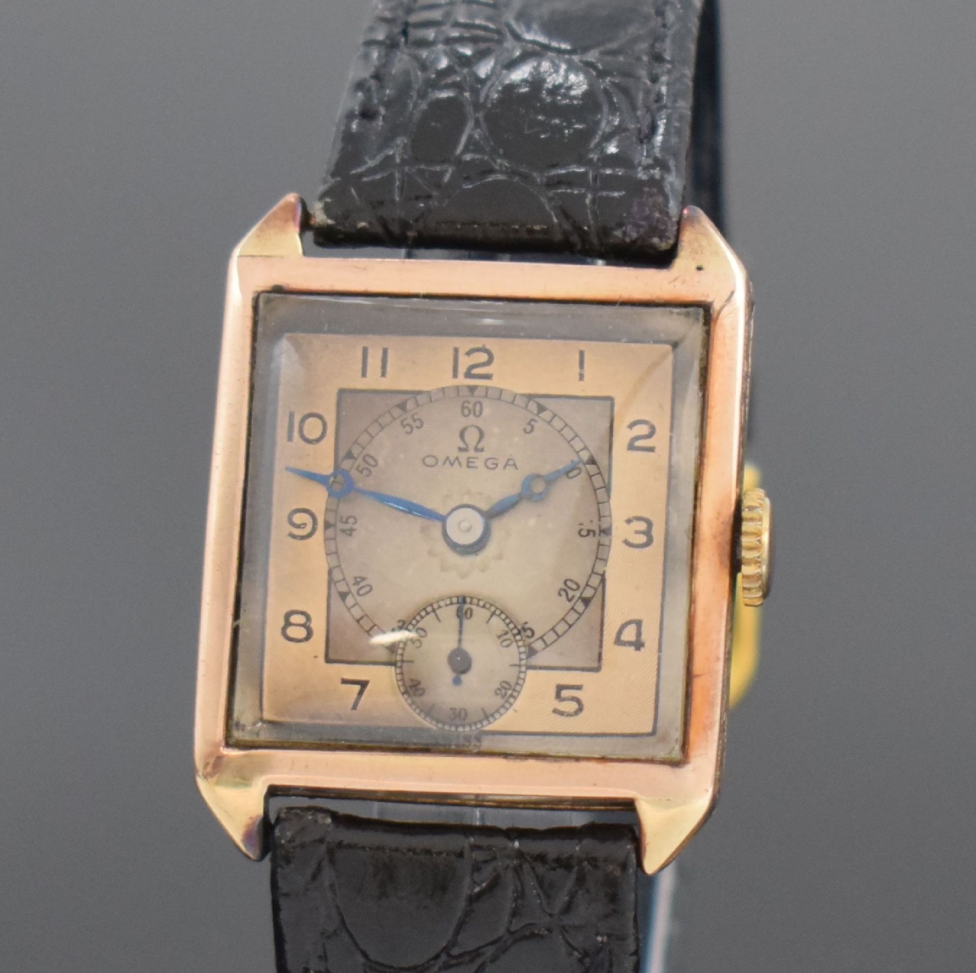 OMEGA quadratische Armbanduhr in RG 375/000,  Schweiz f. - Bild 2 aus 7