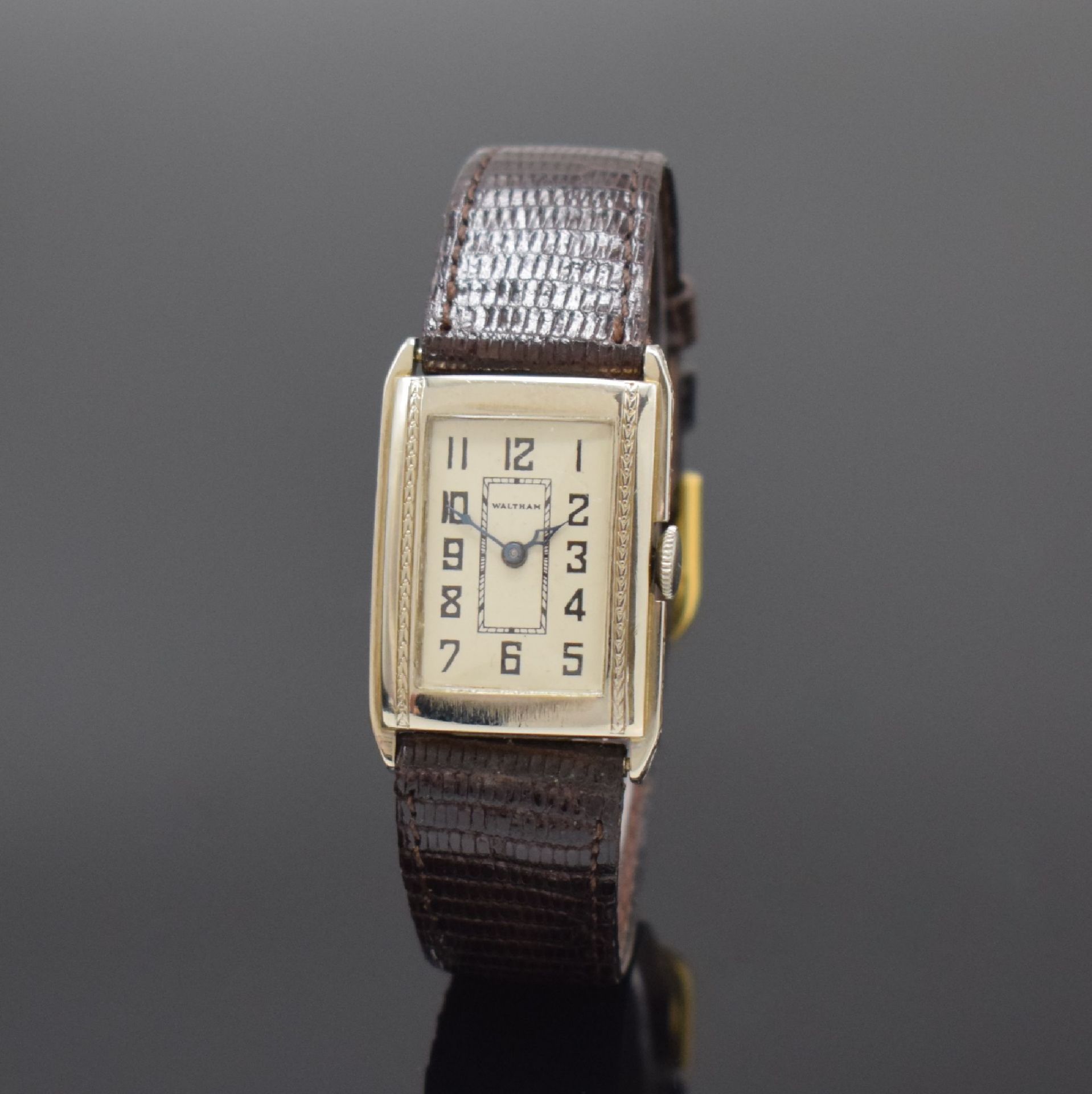 WALTHAM rechteckige Armbanduhr in WG 585/000,  USA um