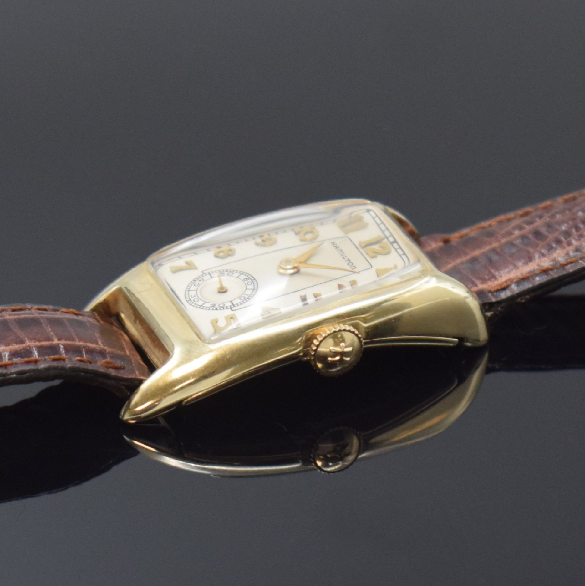 HAMILTON Brooke seltene asymetrische Armbanduhr in 14k - Image 3 of 6