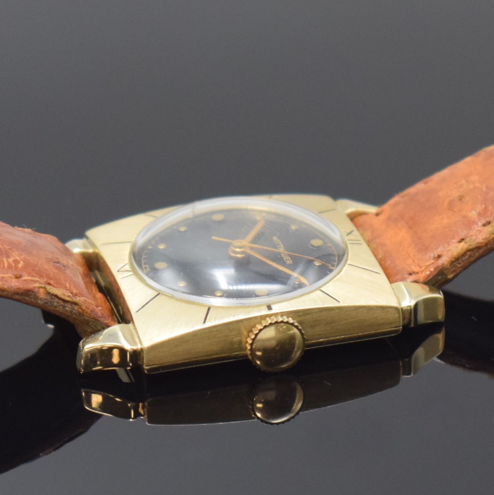 WITTNAUER viereckige Armbanduhr in GG 585/000, - Image 3 of 6