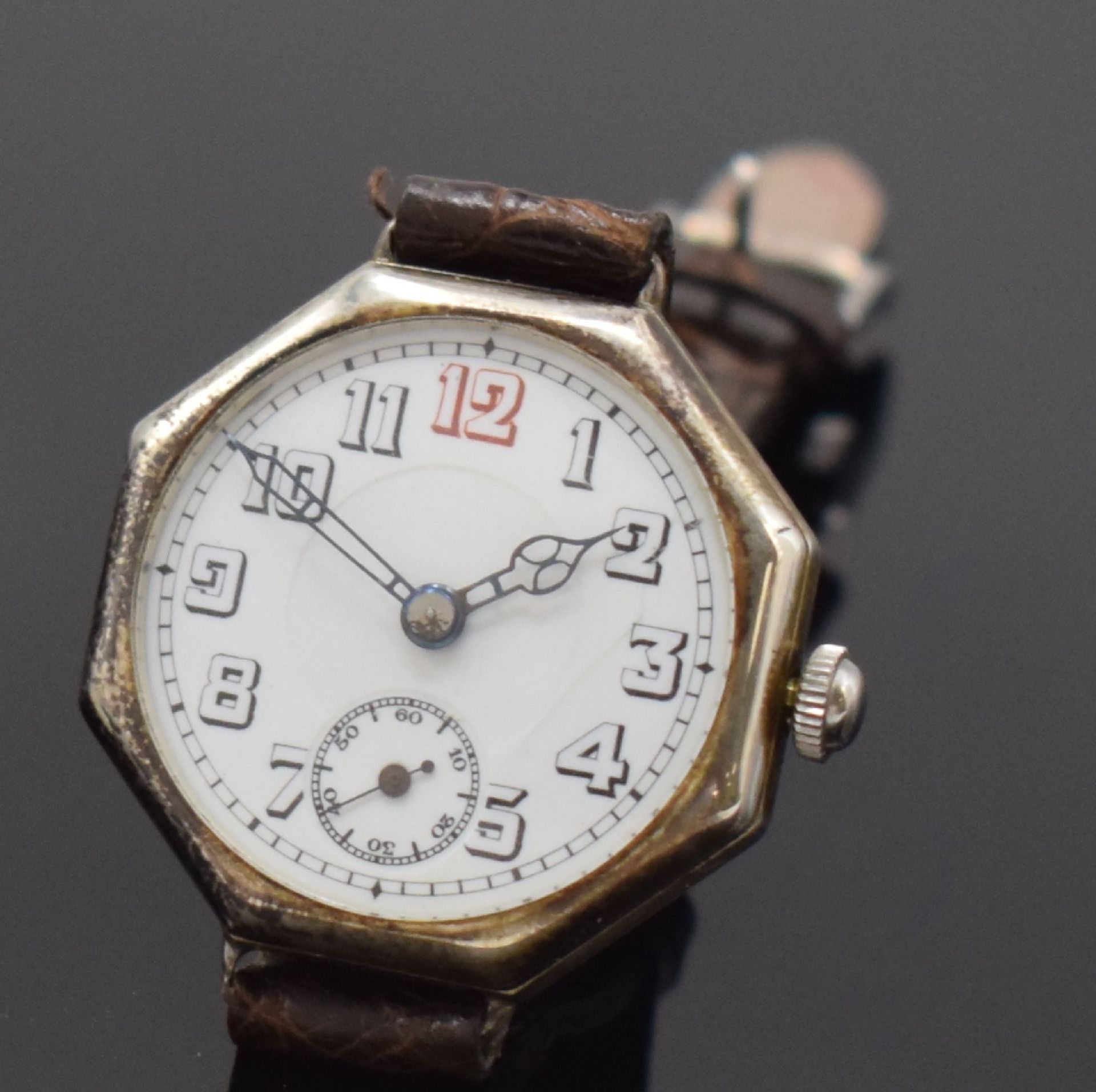 2 frühe Armbanduhren mit Emailzifferblättern in Silber / - Image 2 of 8