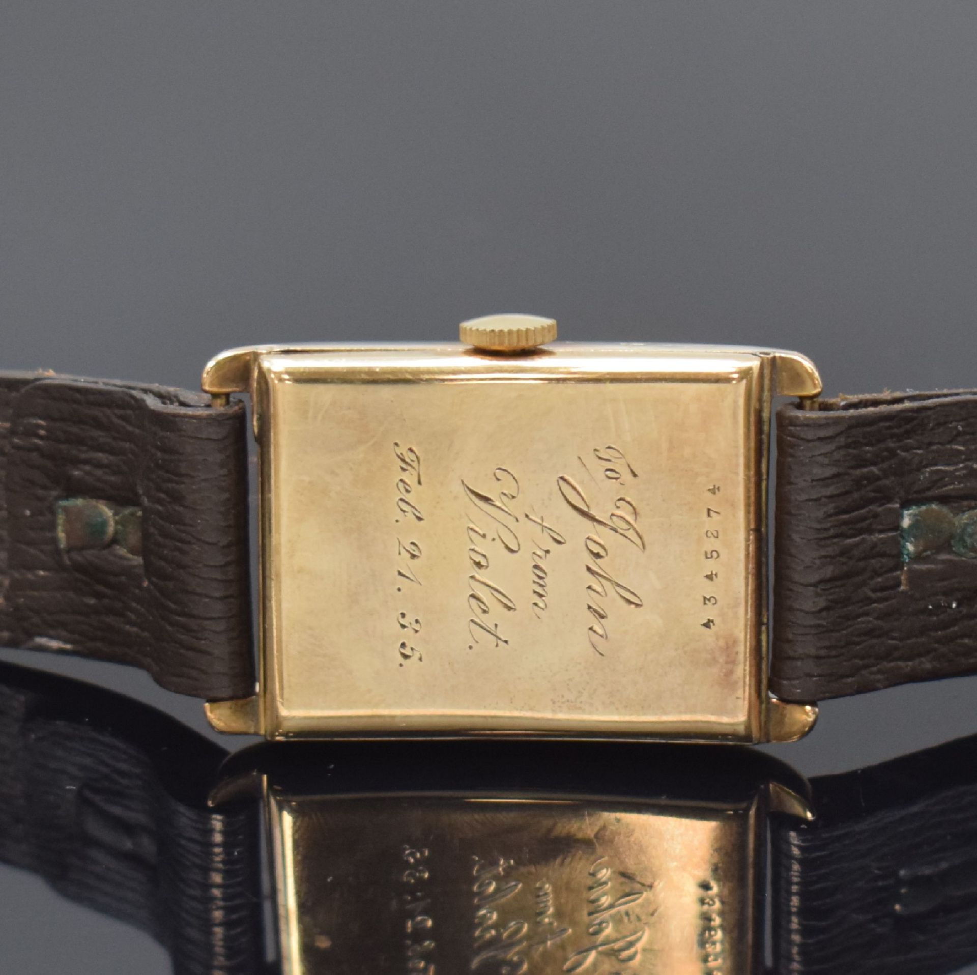 LONGINES rechteckige Armbanduhr in 9k Gold,  Schweiz / - Bild 4 aus 6