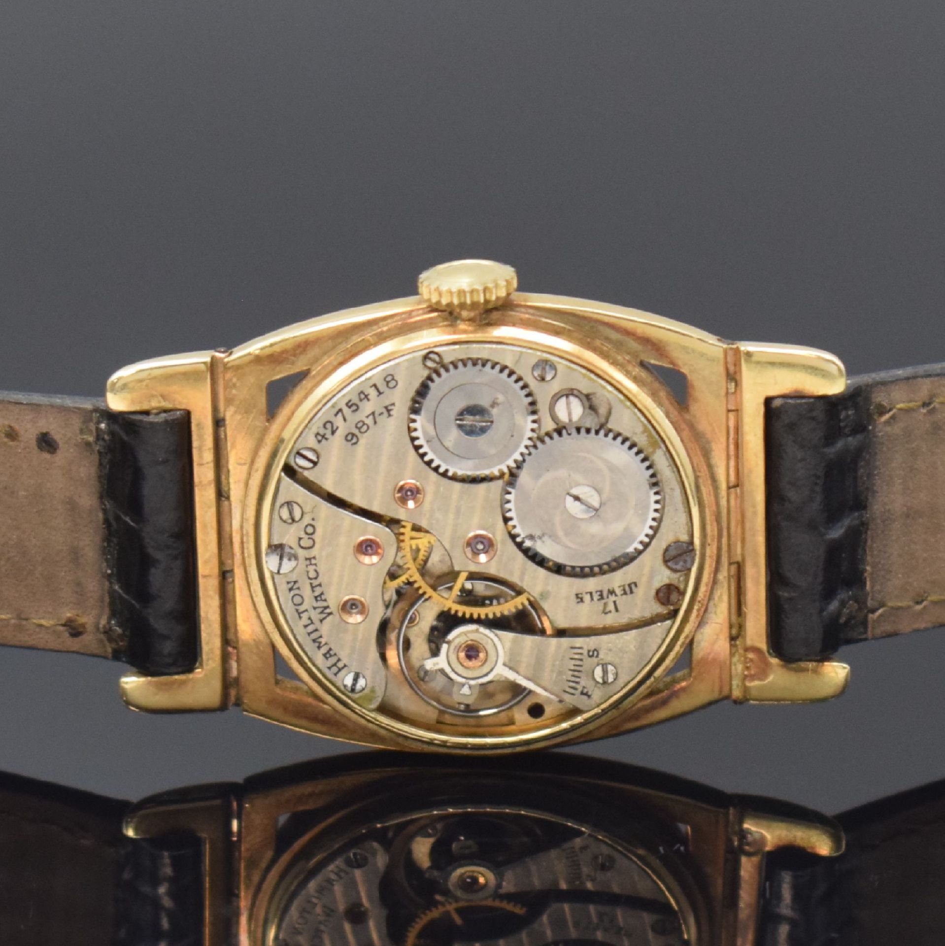 HAMILTON Piping Rock seltene Art-Deco Armbanduhr in GG - Image 5 of 6