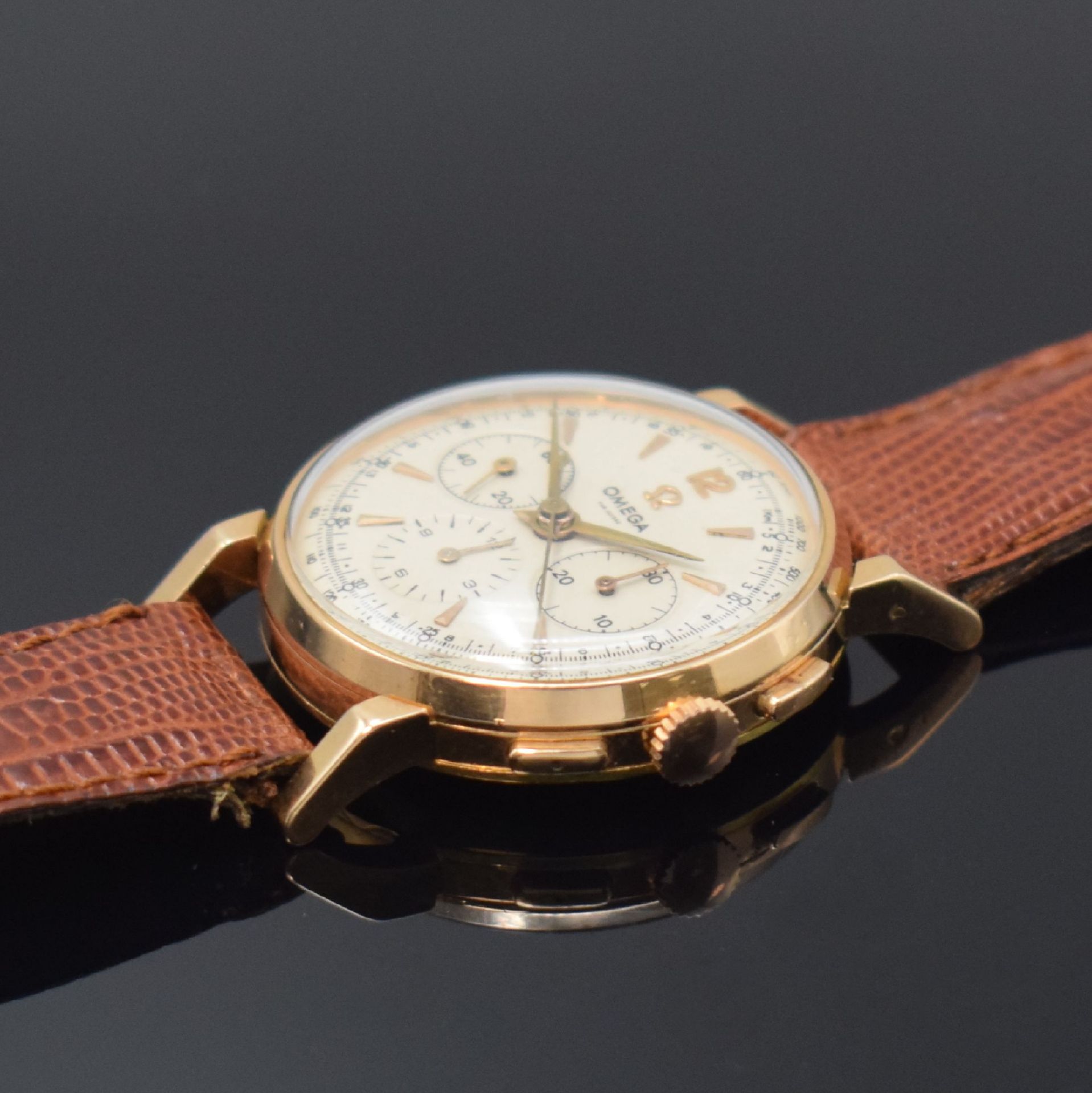 OMEGA Armbandchronograph mit Schaltrad in RG 750/000, - Image 3 of 6