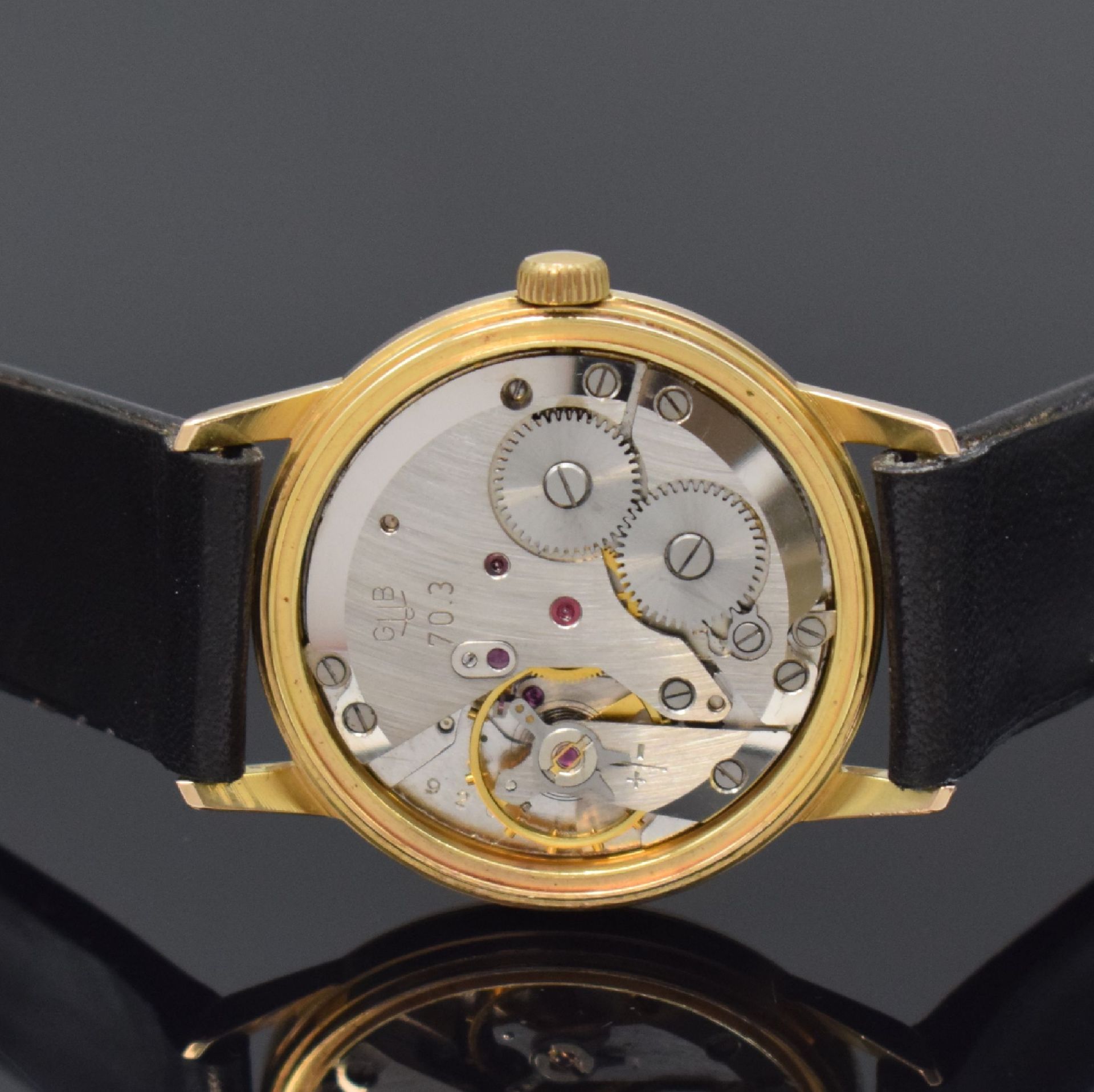 GLASHÜTTE / GUB Q1 'Güteuhr' vergoldete Armbanduhr, DDR - Image 5 of 5