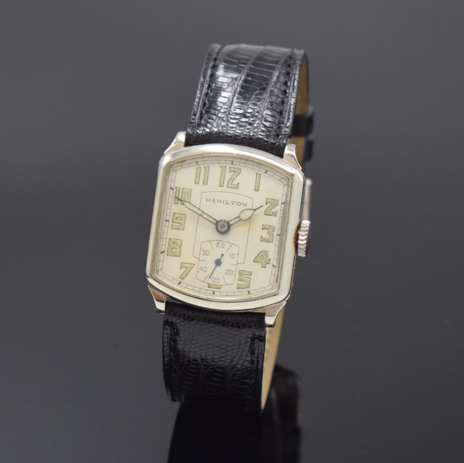 HAMILTON Armbanduhr in 14k Weißgold,  USA um 1930,