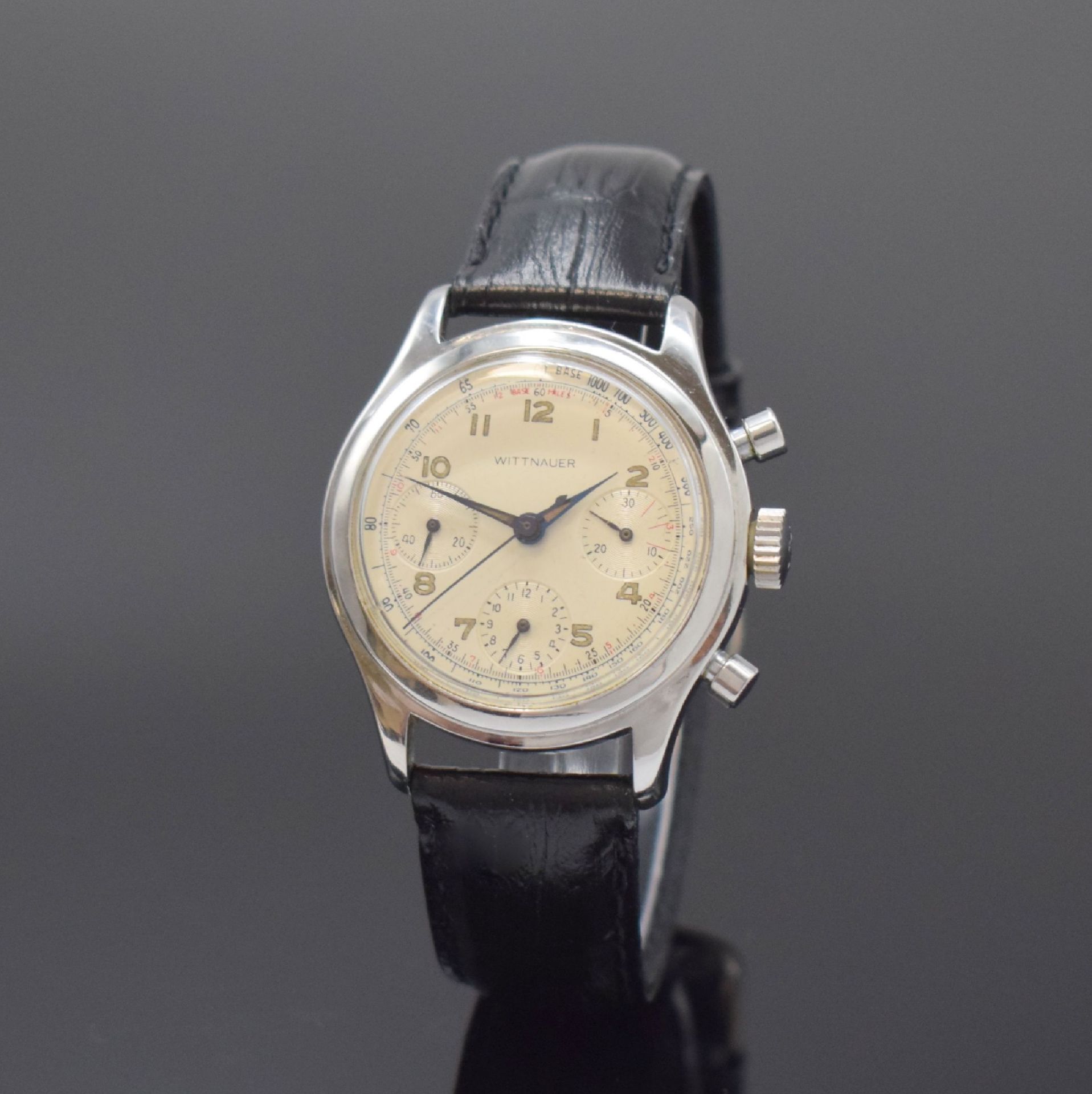 WITTNAUER Schaltradchronograph in Stahl,  Schweiz um 1960,