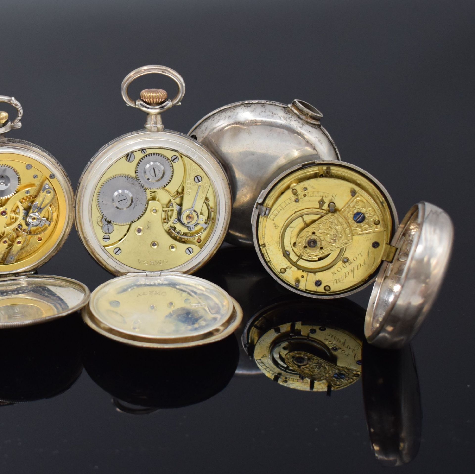 Set OMEGA / IWC und 2 weitere Silber -Taschenuhren, - Bild 5 aus 7