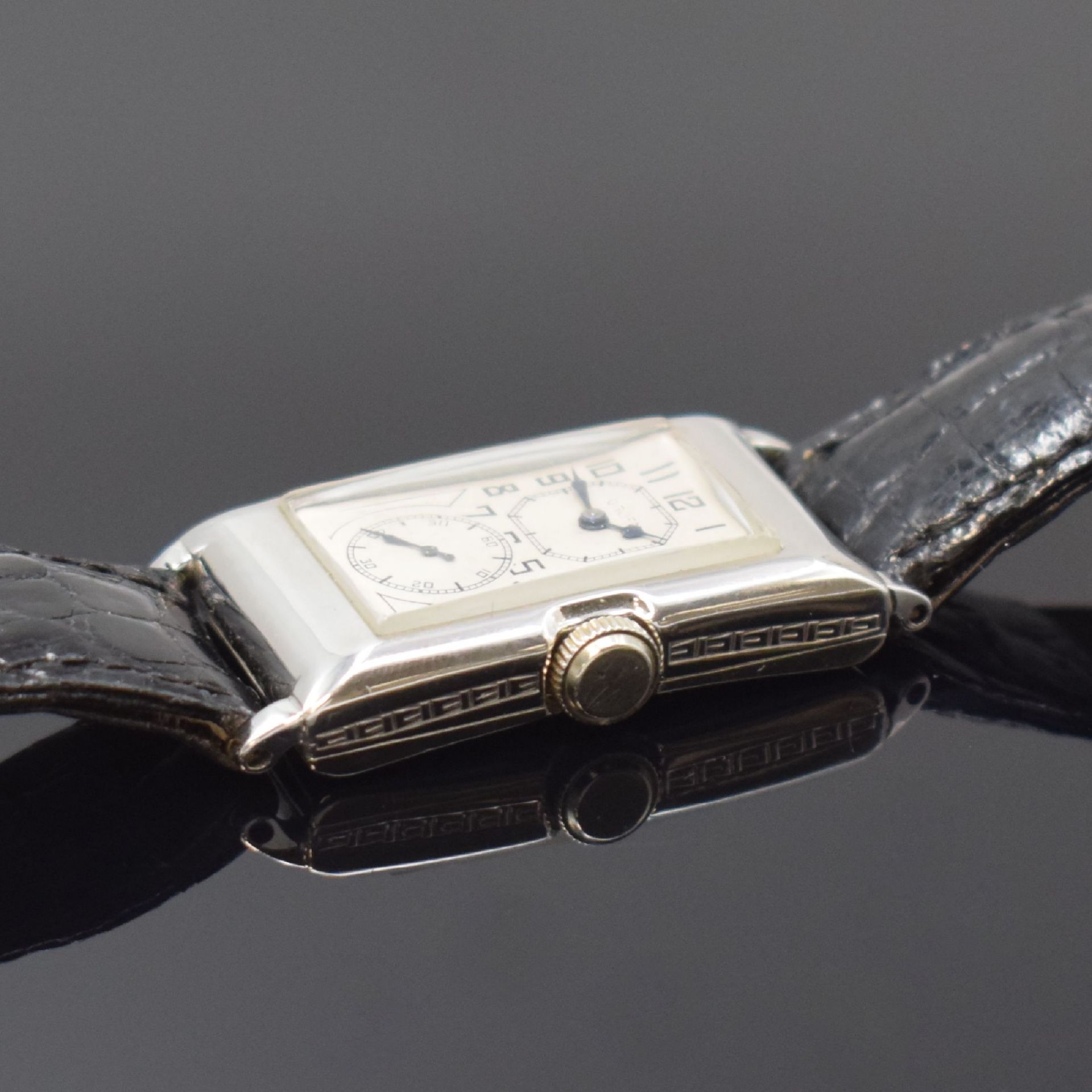 GRUEN Duo-Dial rechteckige Armbanduhr 14k WG- filled, - Image 3 of 7