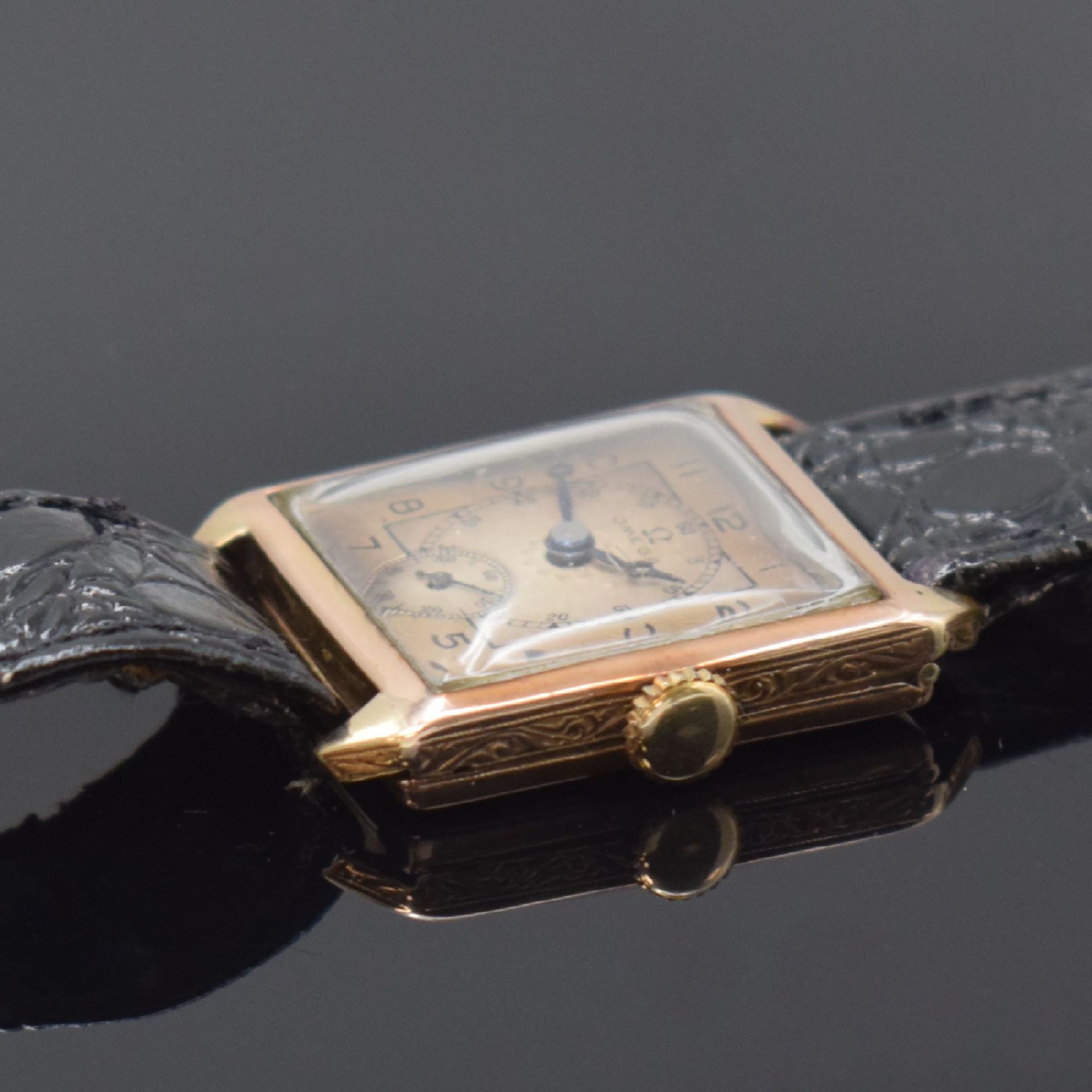 OMEGA quadratische Armbanduhr in RG 375/000,  Schweiz f. - Bild 3 aus 7