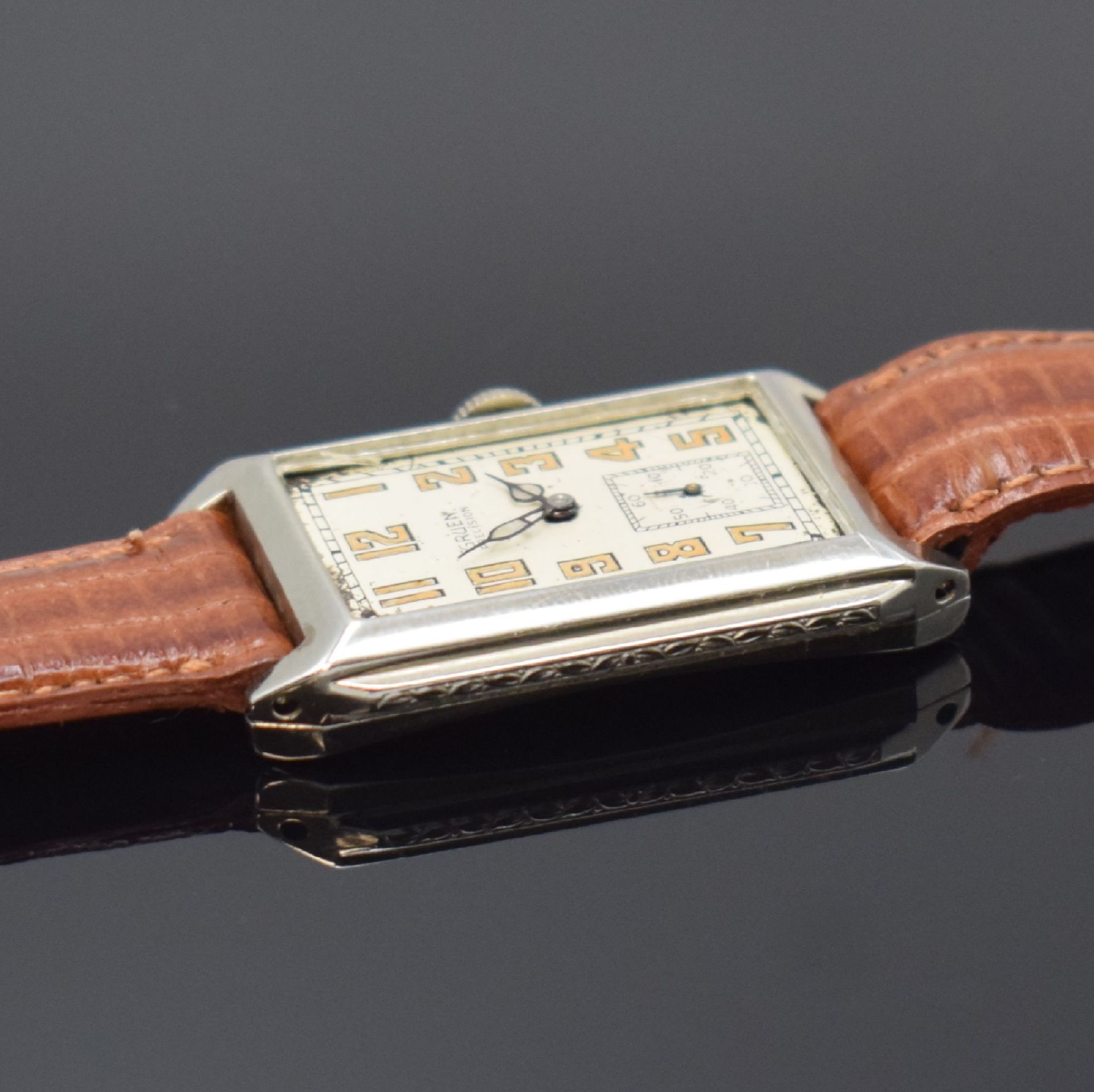 GRUEN Precision rechteckige Armbanduhr in WG 585/000, - Bild 4 aus 7