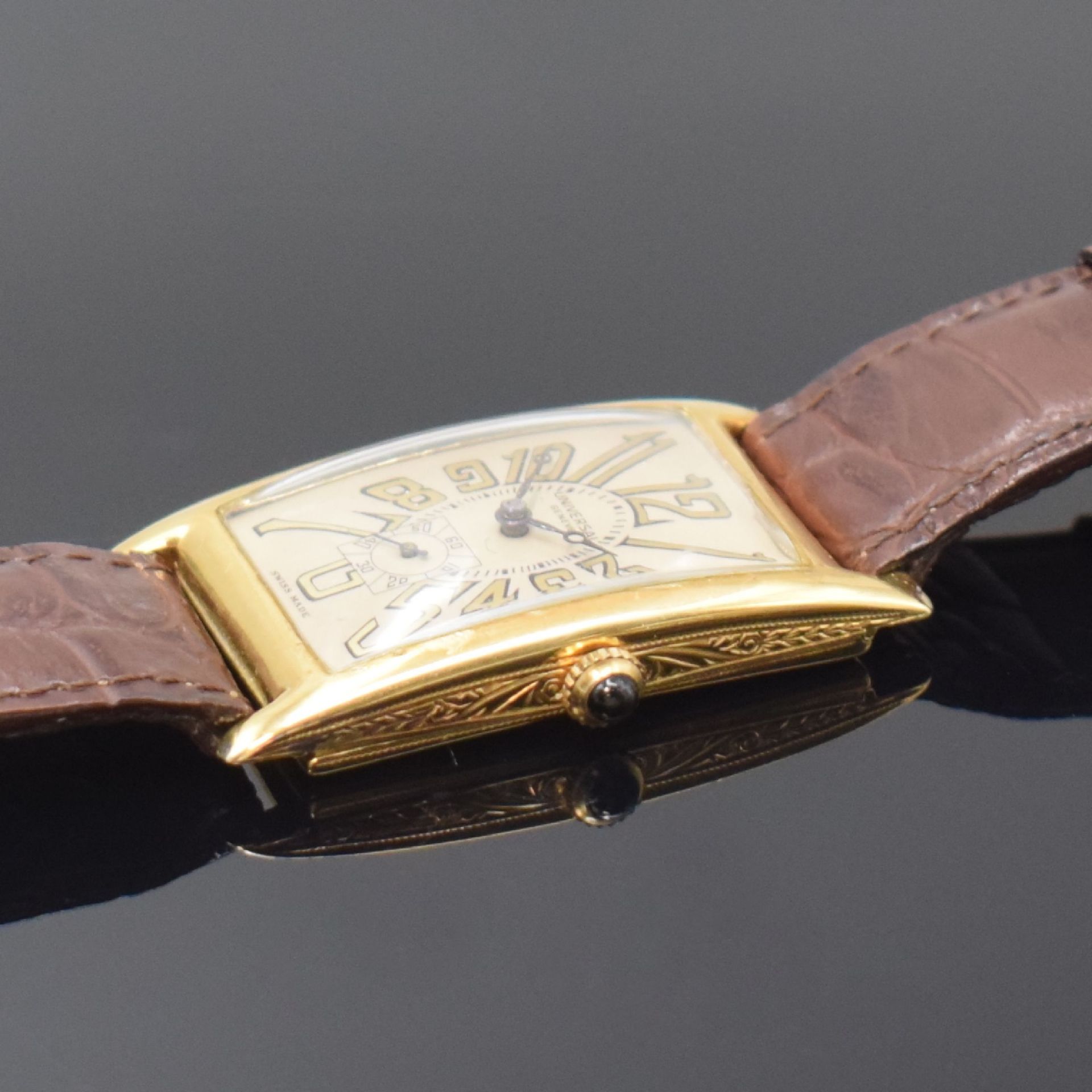 UNIVERSAL GENEVE große rechteckige Armbanduhr in GG - Bild 3 aus 7