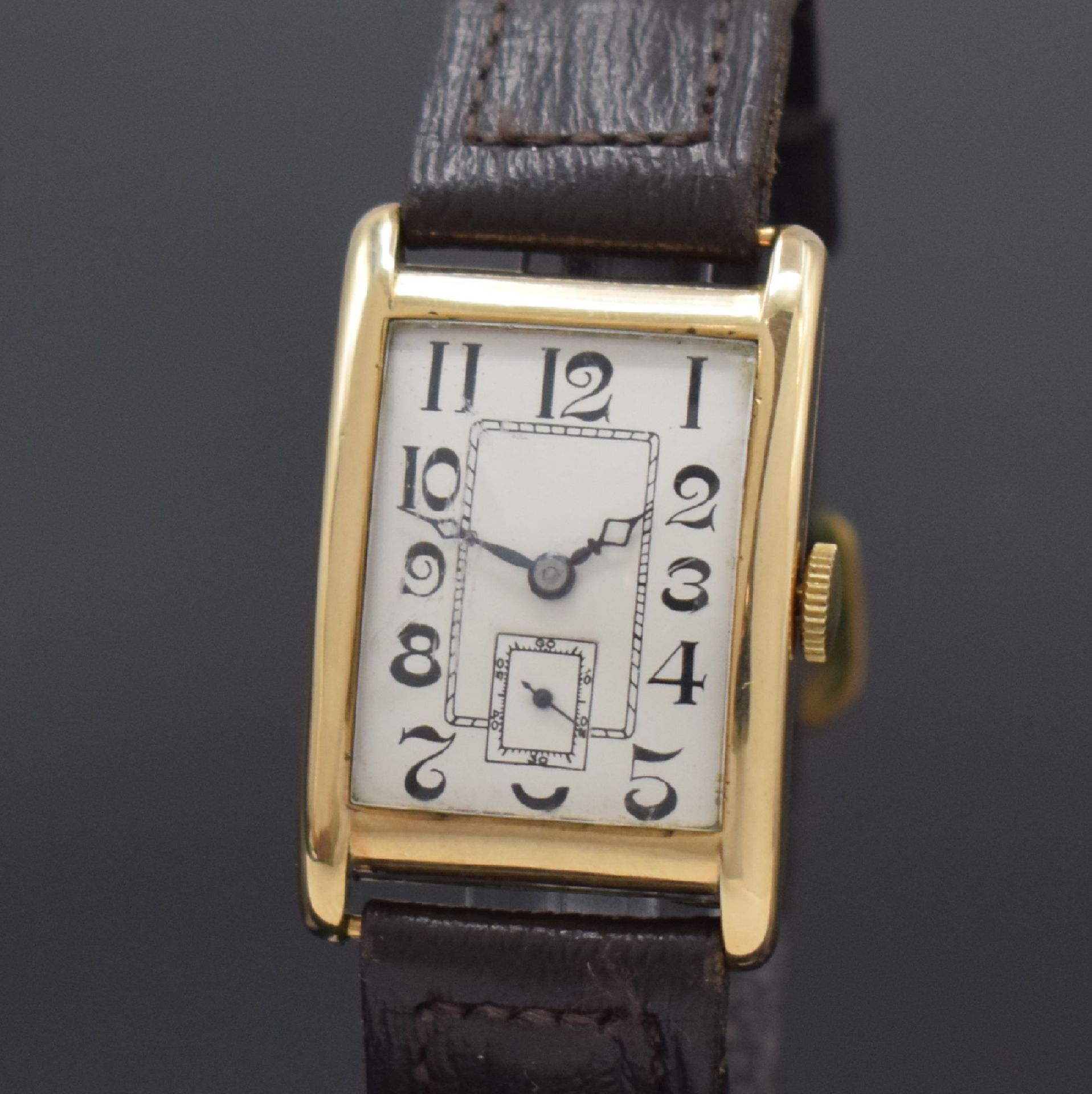 LONGINES rechteckige Armbanduhr in 9k Gold, Schweiz / - Image 2 of 6