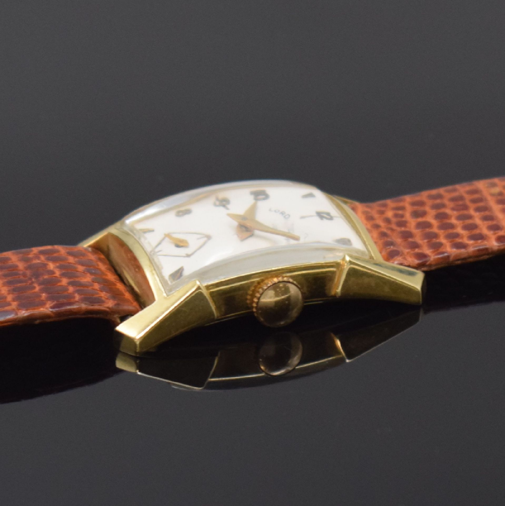 LORD ELGIN rechteckige Armbanduhr in GG 585/000, USA um - Image 3 of 6
