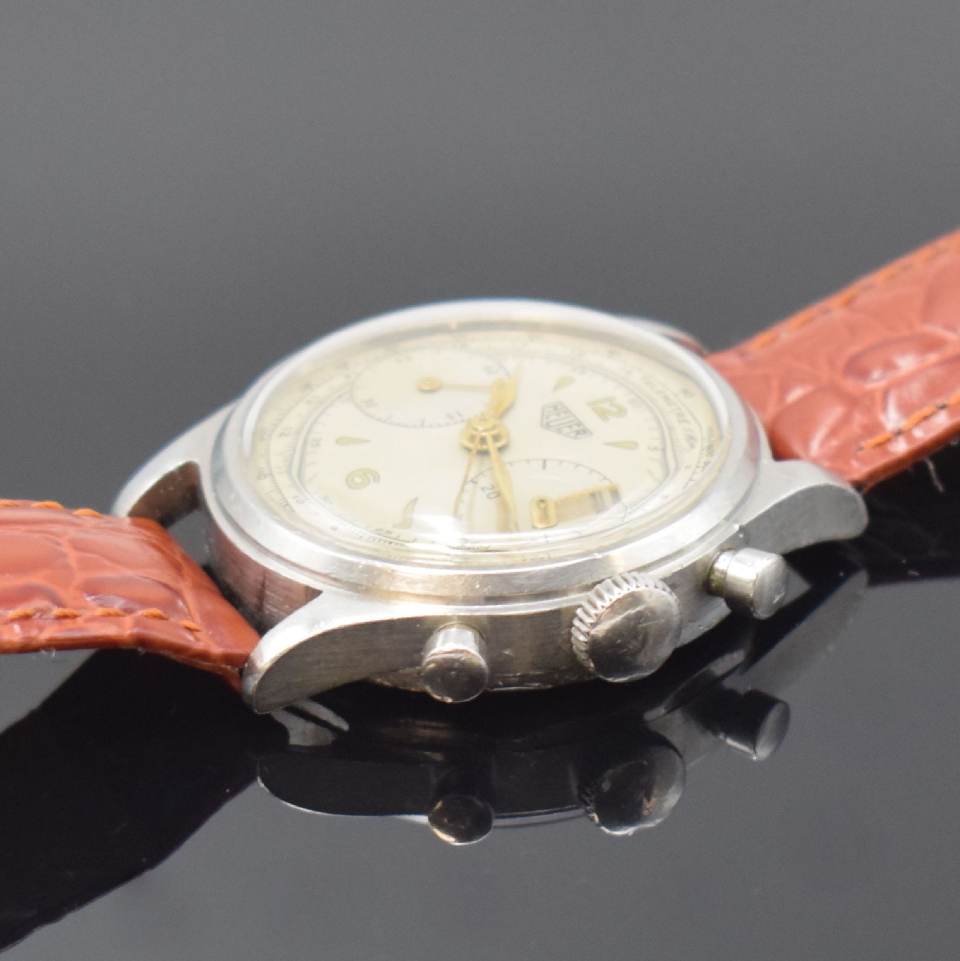 HEUER Chronograph mit Kaliber Valjoux 23, Schweiz um - Image 3 of 6