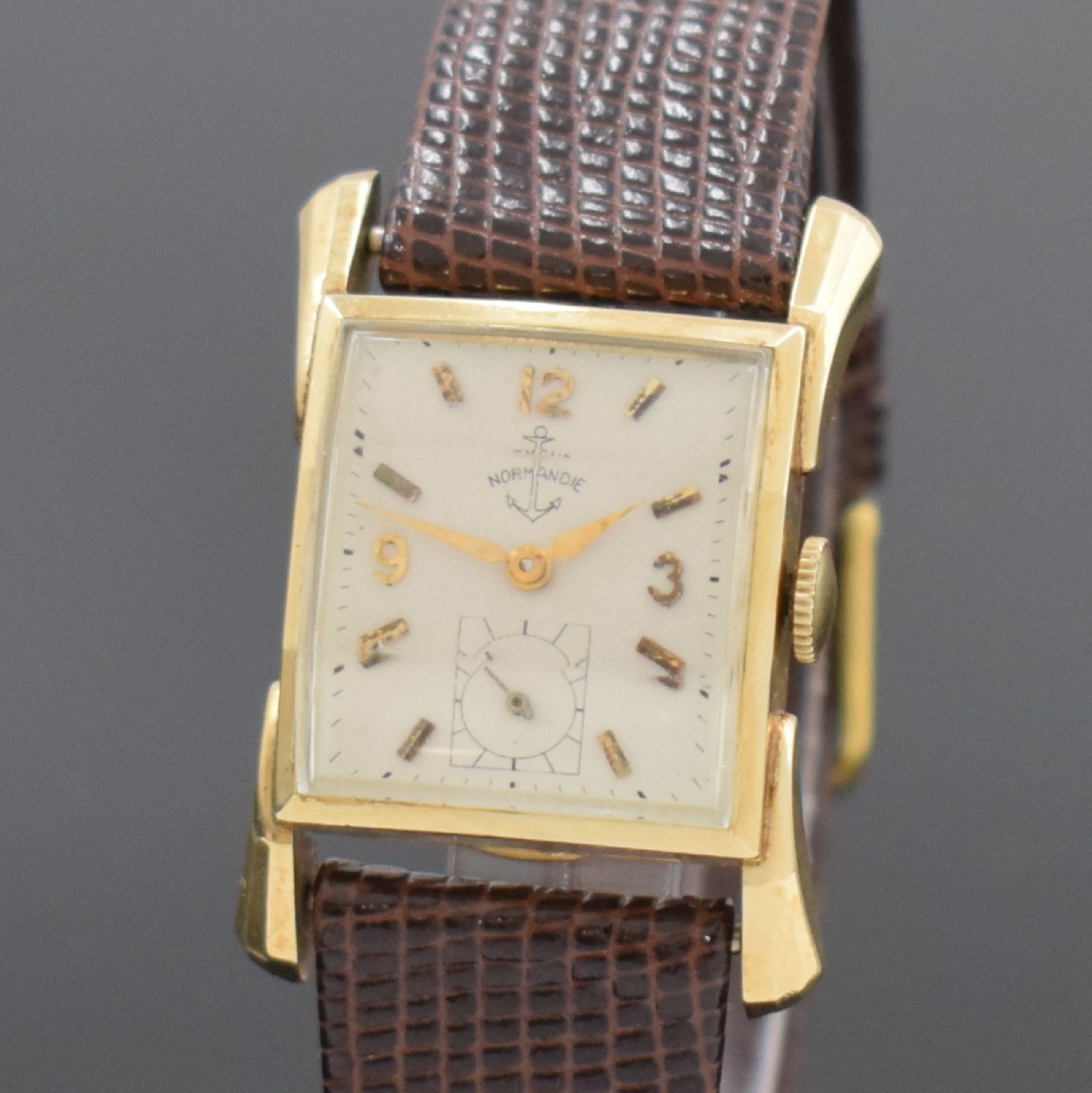 NORMANDIE rechteckige Armbanduhr in 14k Gelbgold,  Schweiz - Bild 2 aus 6