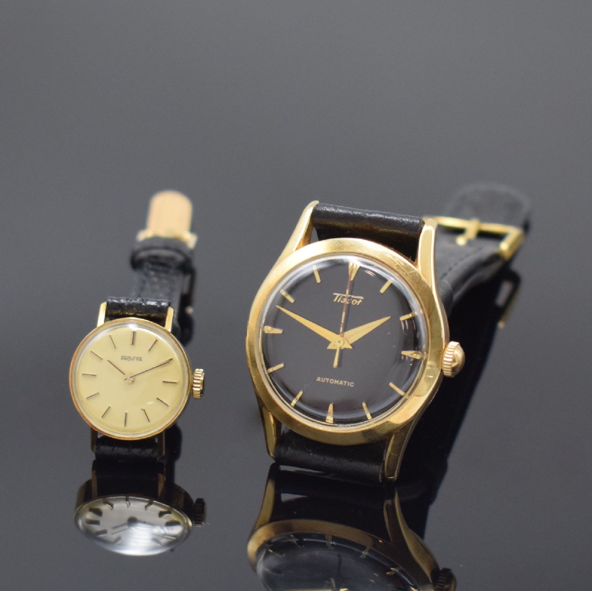 TISSOT und PROVITA 2 Armbanduhren in GG 585/000,  Schweiz