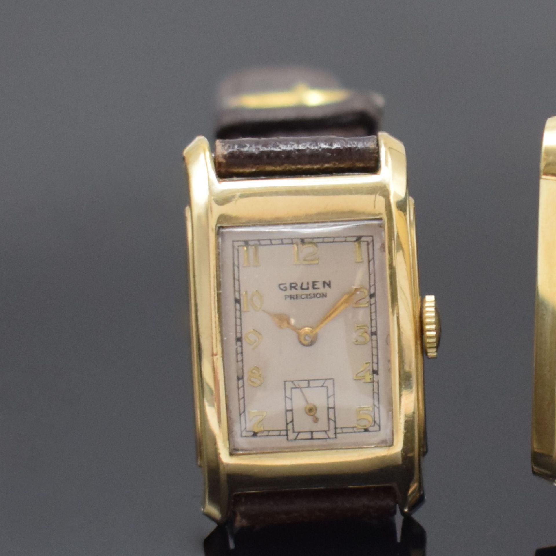 LONGINES / GRUEN 2 rechteckige goldfilled Armbanduhren, - Bild 3 aus 9