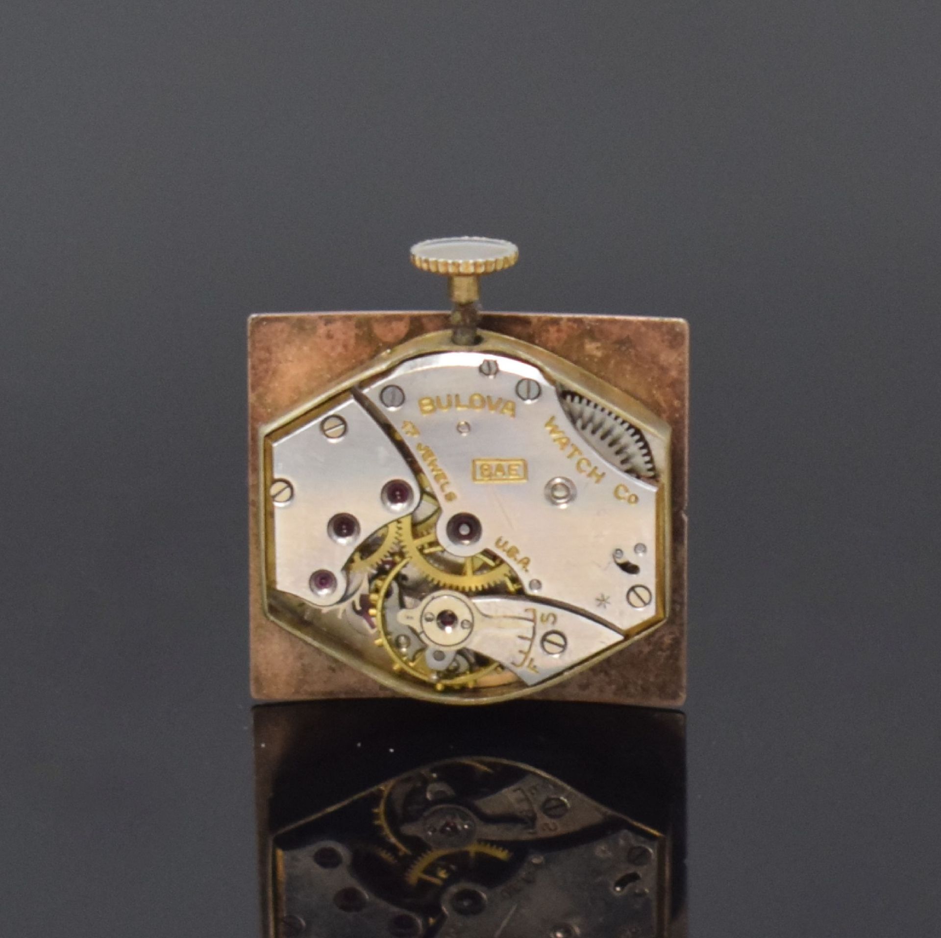 BULOVA seltene Pult-förmige Armbanduhr in 10k rolled Gold, - Bild 6 aus 6