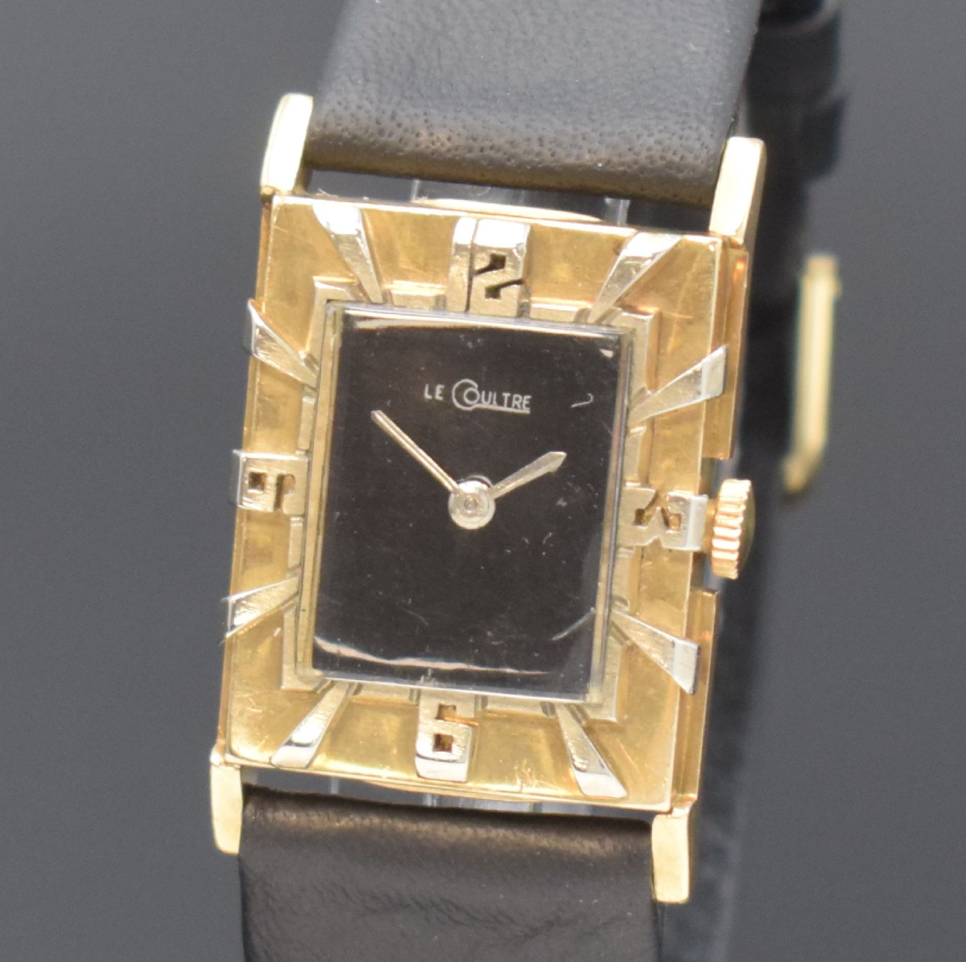 LeCoultre ausgefallene rechteckige Armbanduhr in GG - Image 2 of 6