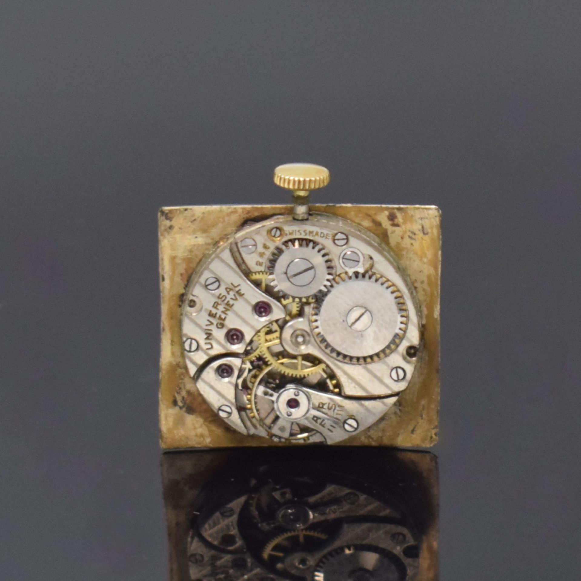 UNIVERSAL GENEVE rechteckige Armbanduhr in GG 375/000, - Image 5 of 7